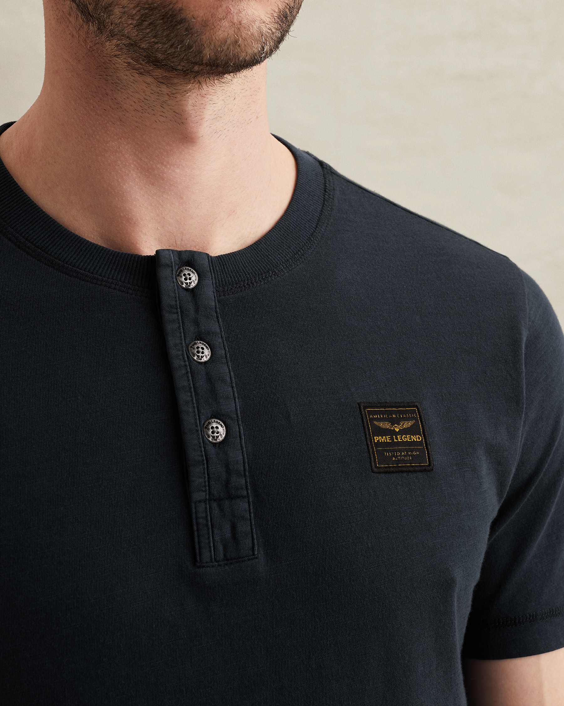 PME Legend Henley T-shirt with badgex
