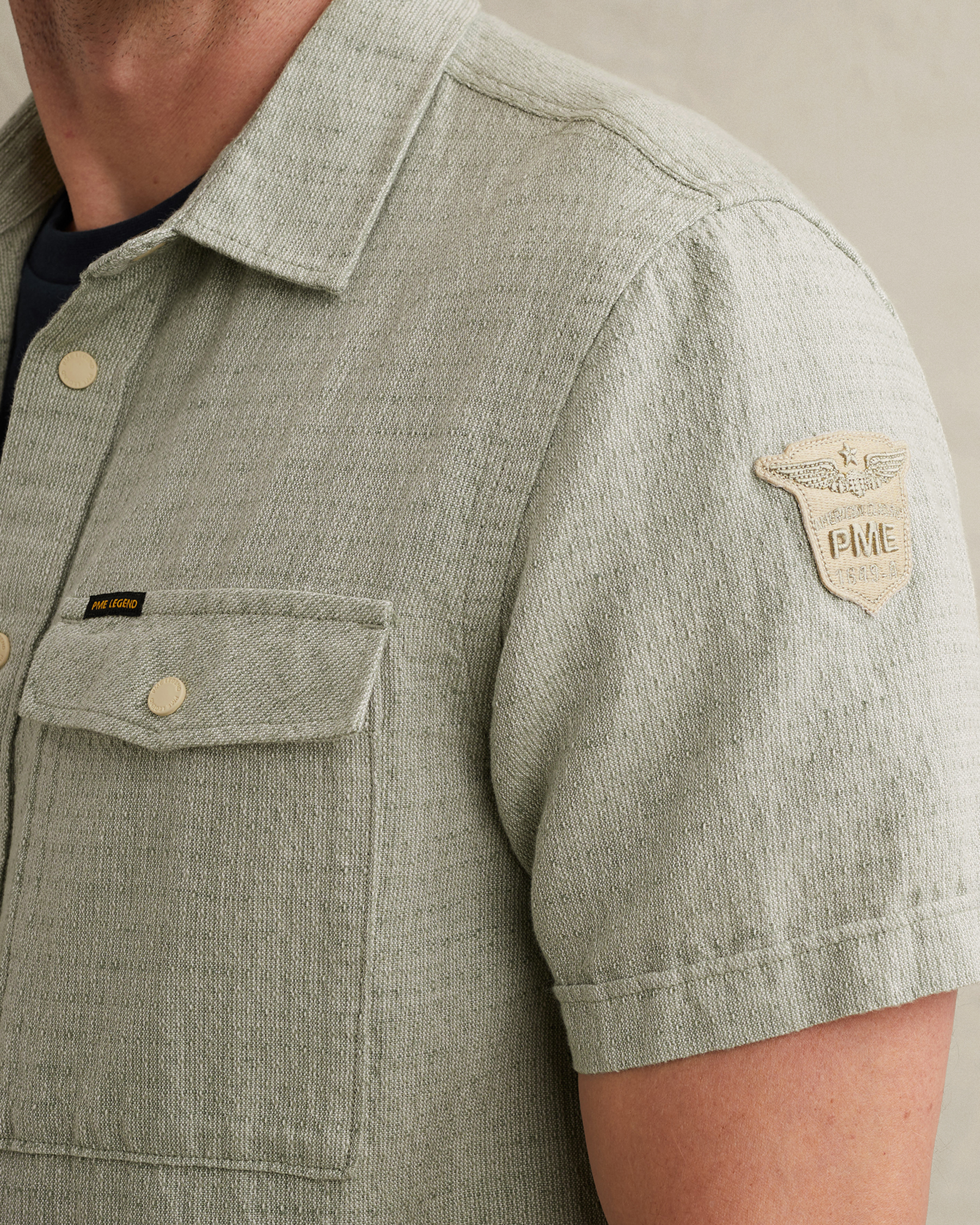 PME Legend Shirt with short sleeves in cotton/linenx