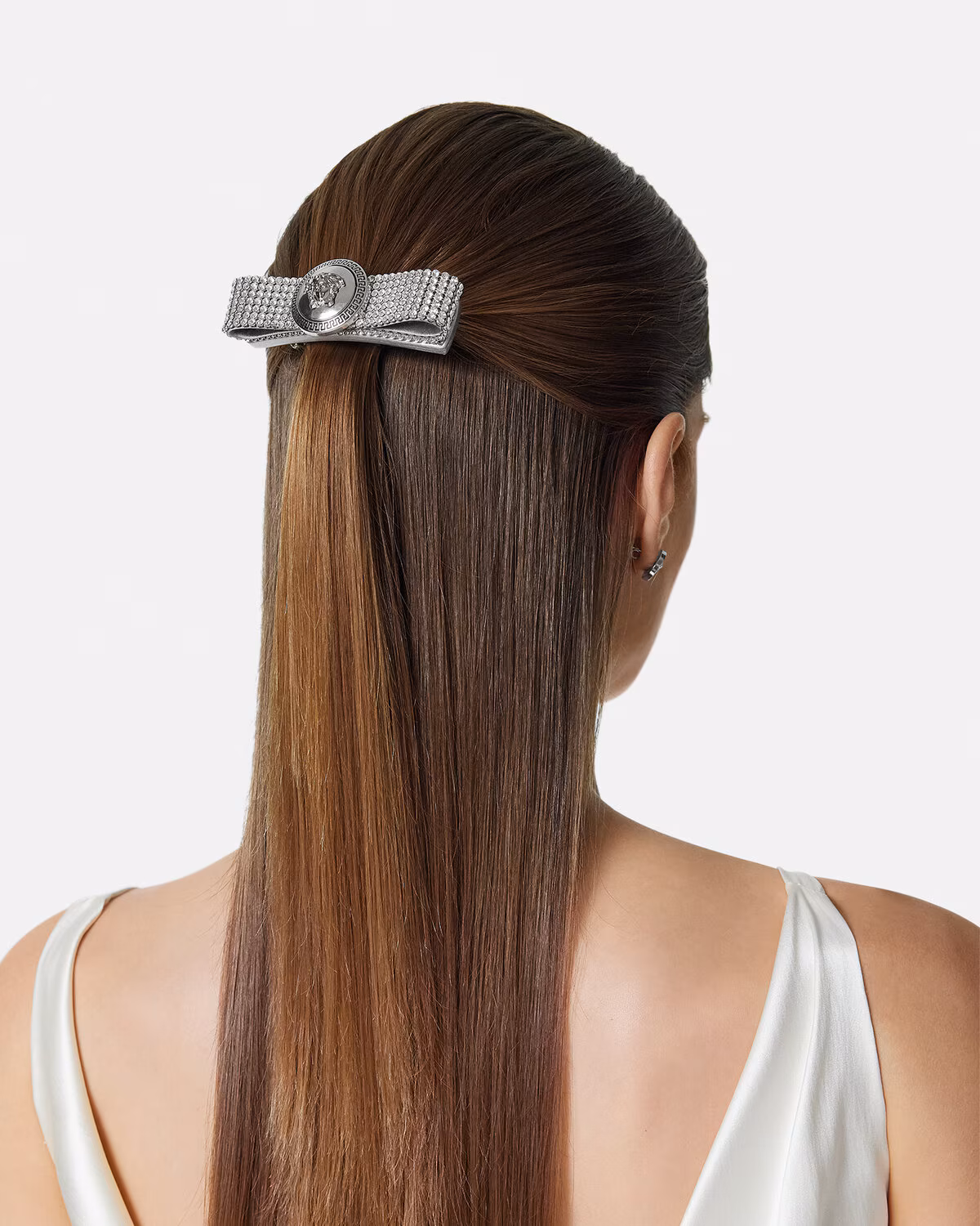 Versace Right Metal Mesh Gianni Ribbon Hair Clip