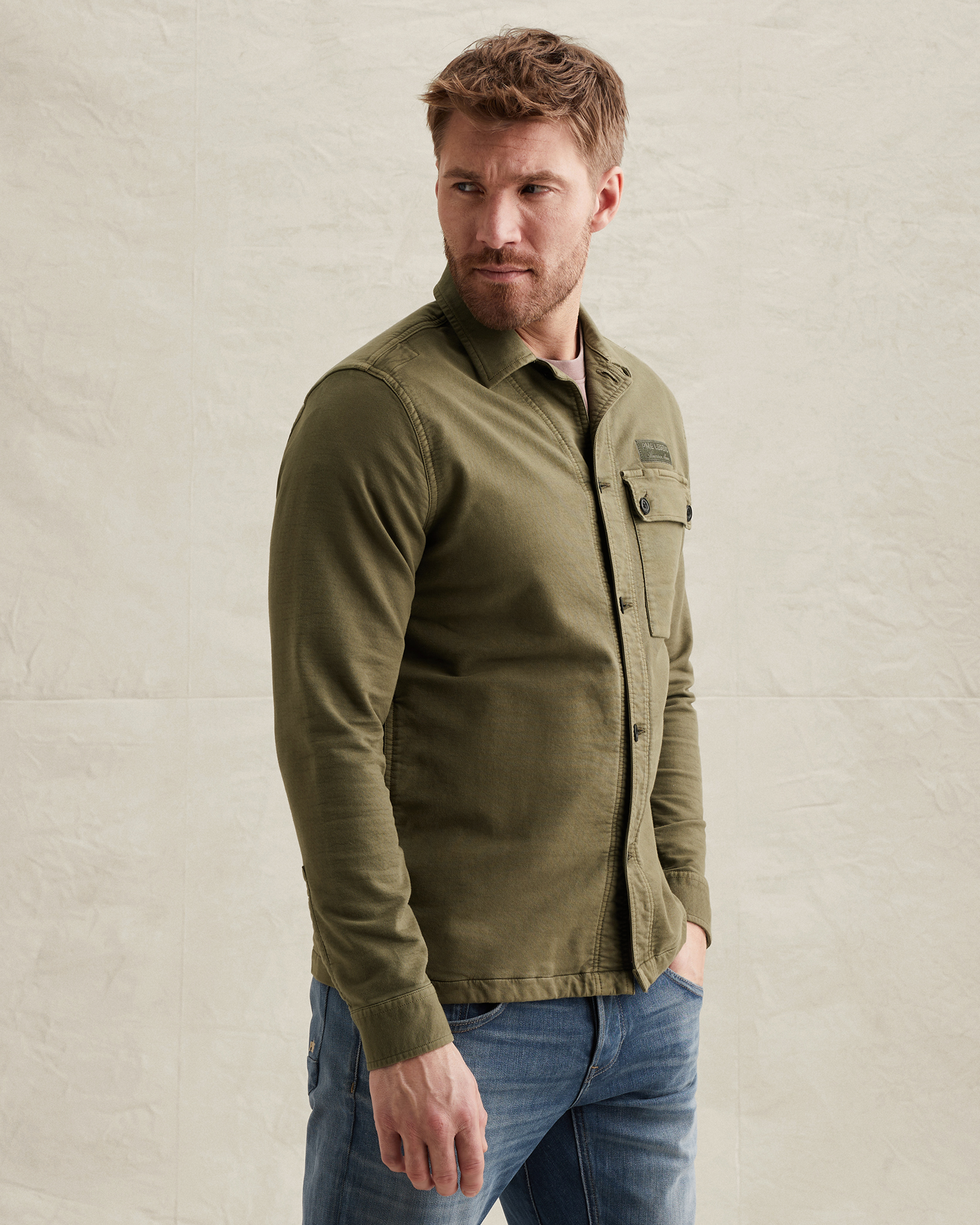 PME Legend Shirt jacket with garment-dye wash and button closurex
