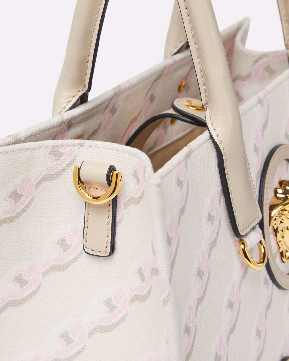 Versace Chain Stripes La Medusa Small Tote Bag