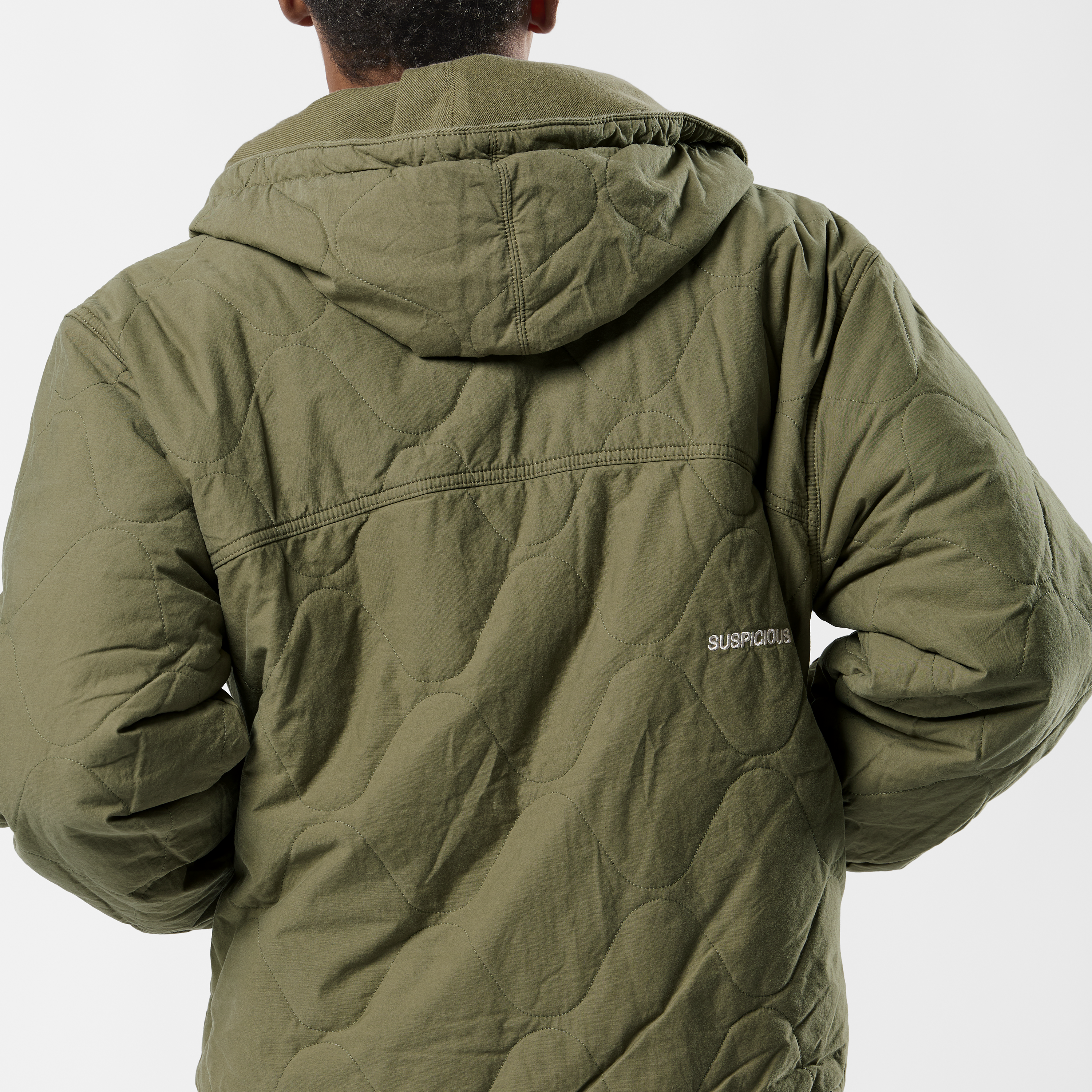 Suspicious Antwerp Fall / Reversible Canvas Hooded Jacket - Lichen Green
