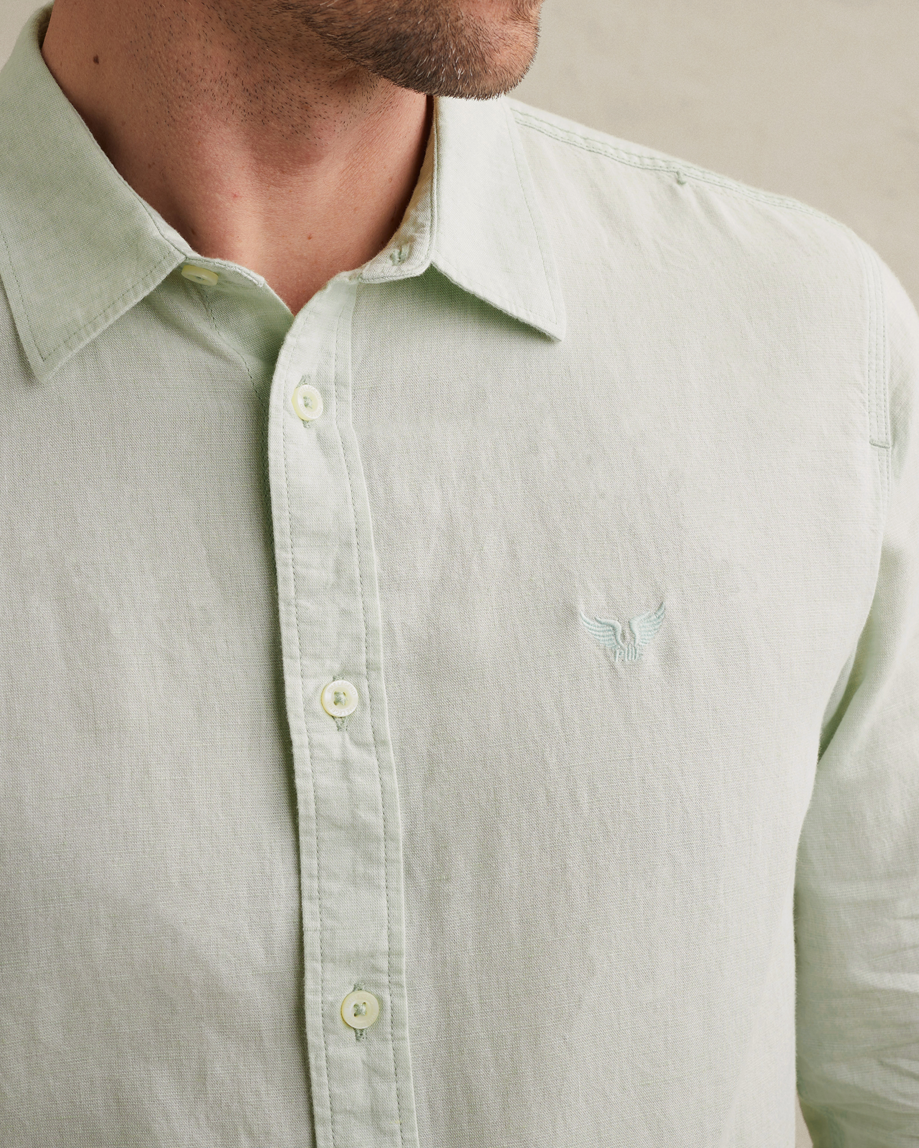 PME Legend Cotton/linen shirt with embroidered logox