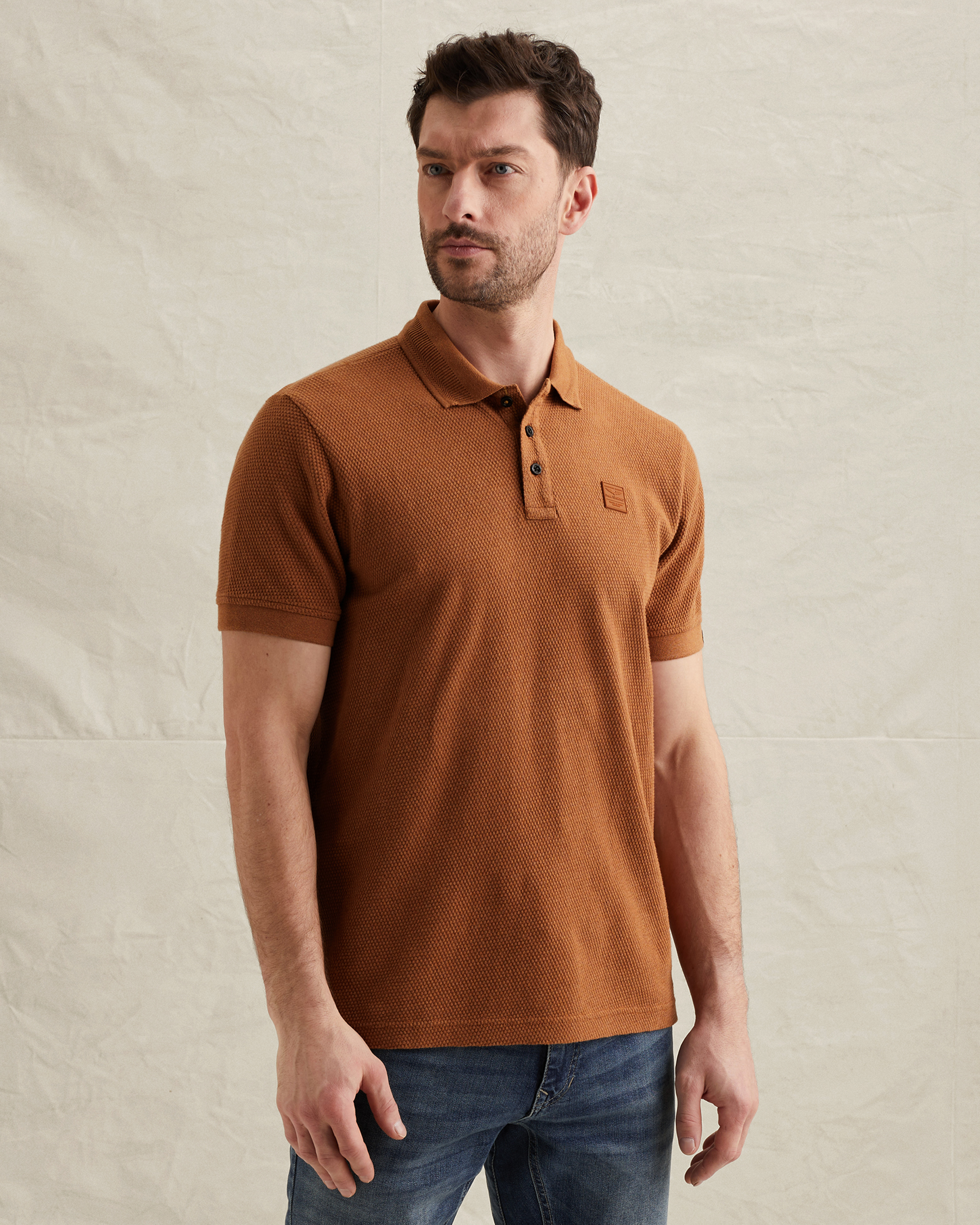 PME Legend Polo shirt with texture and ribbed hemsx