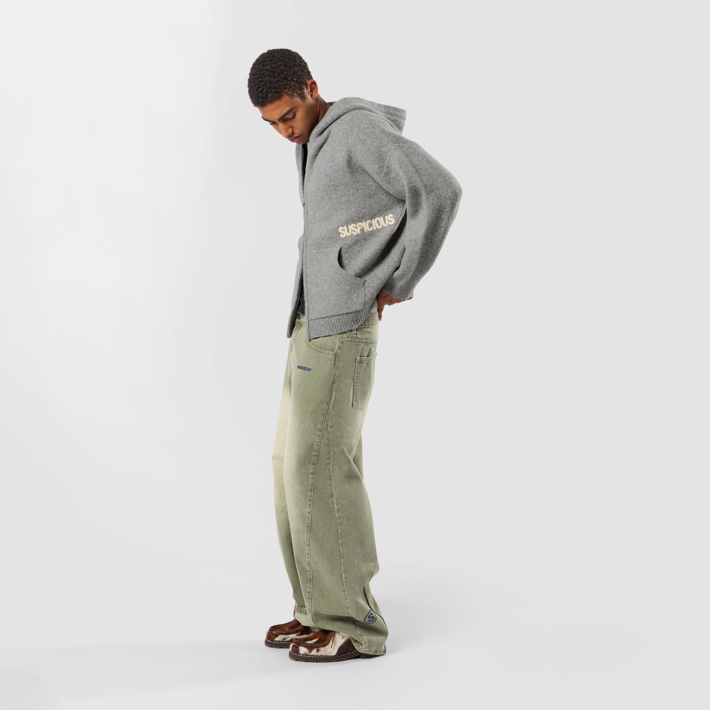 Suspicious Antwerp Winter1 / Core Knitted Zipped Hoodie - Heather Grey