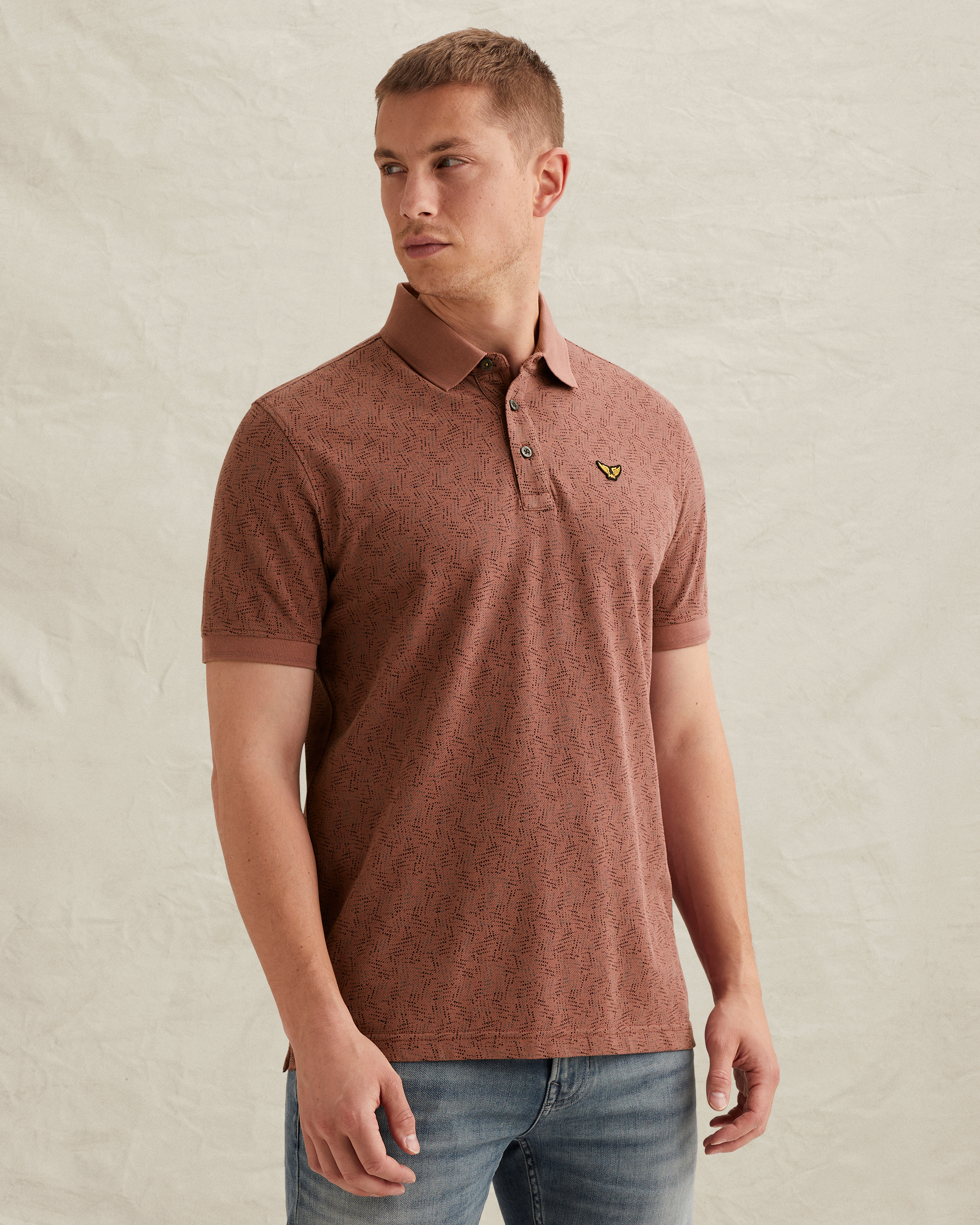 PME Legend Polo shirt with allover print and ribbed collarx
