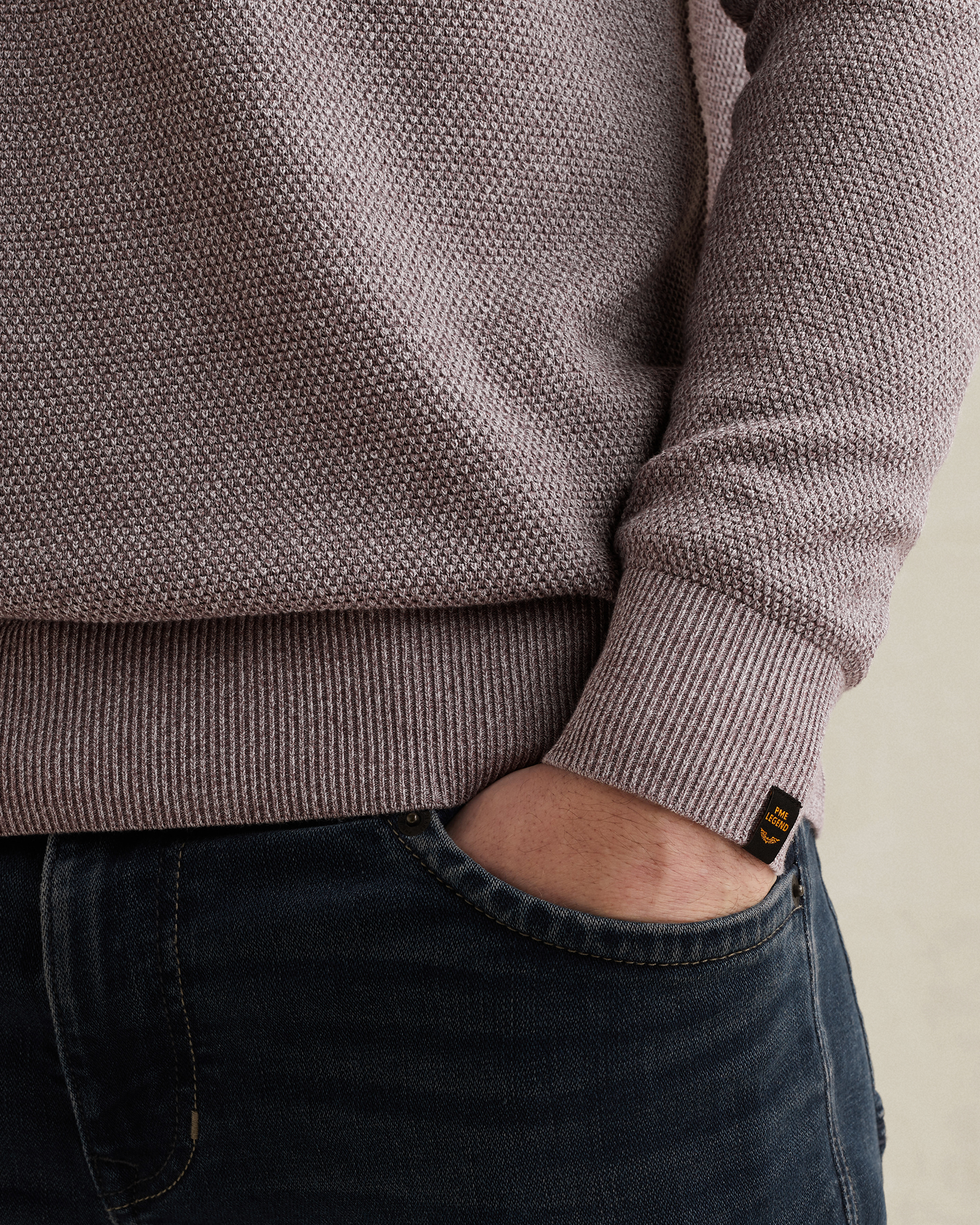 PME Legend Pullover in cotton/modal with ribbed collarx
