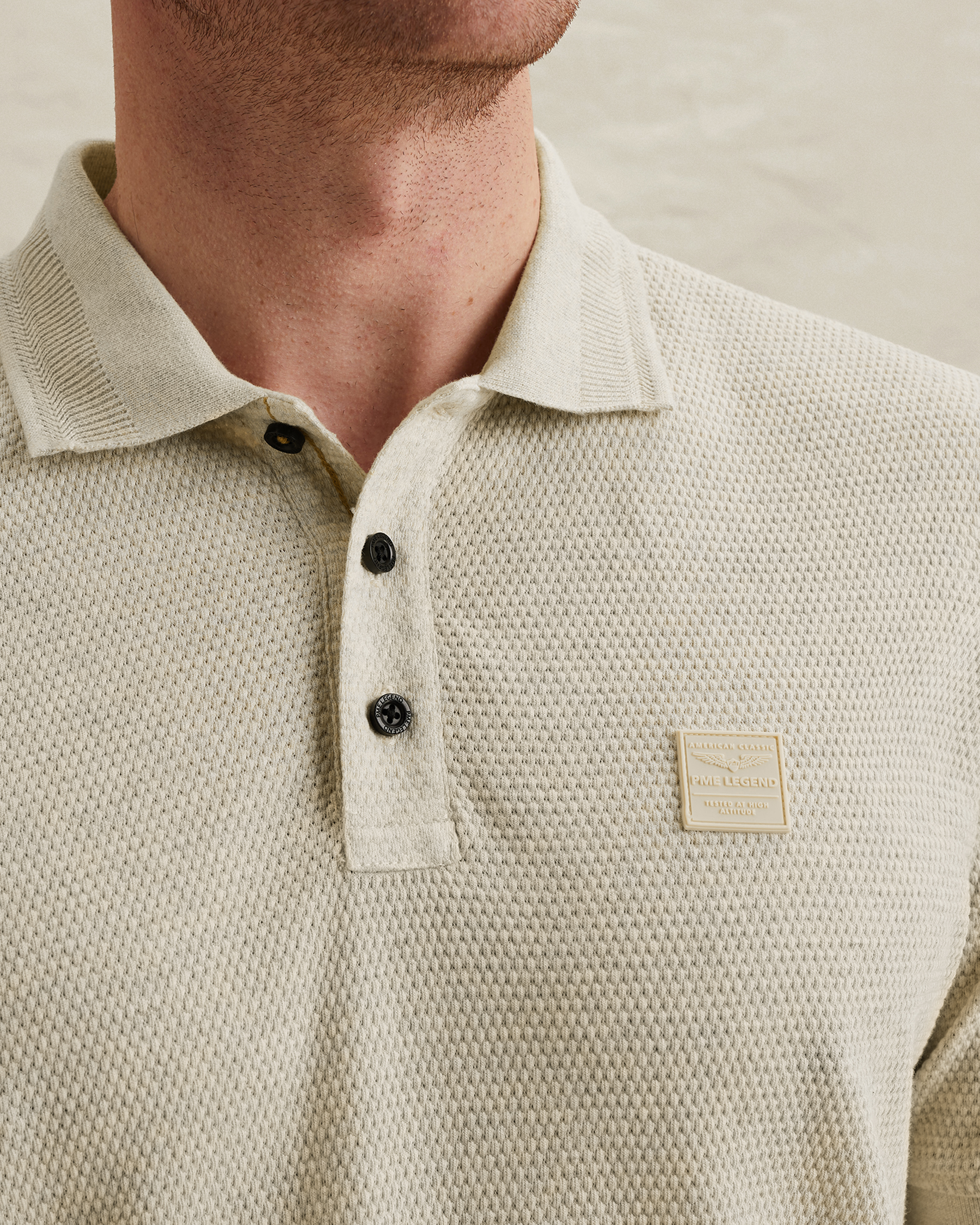 PME Legend Polo shirt with texture and ribbed hemsx