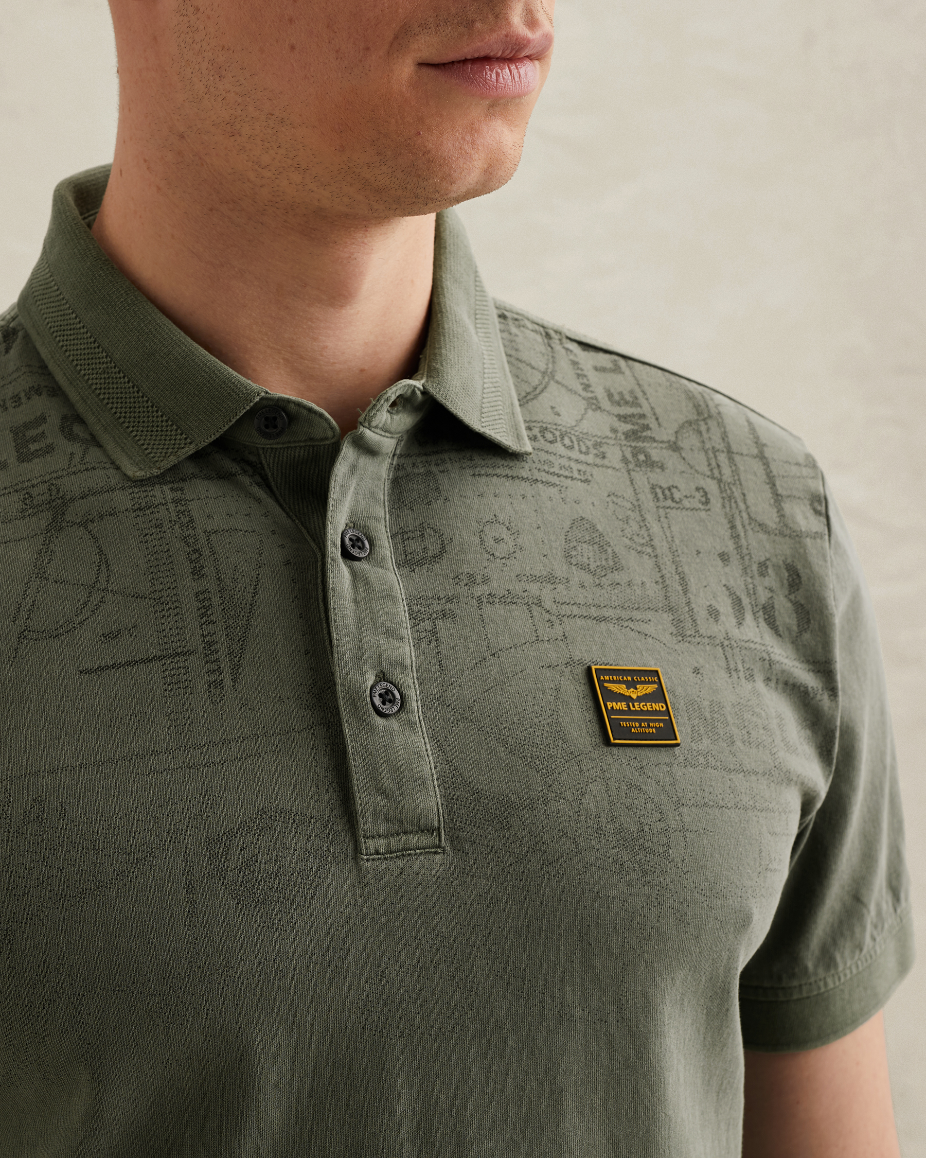 PME Legend Polo shirt with garment-dye wash and printx