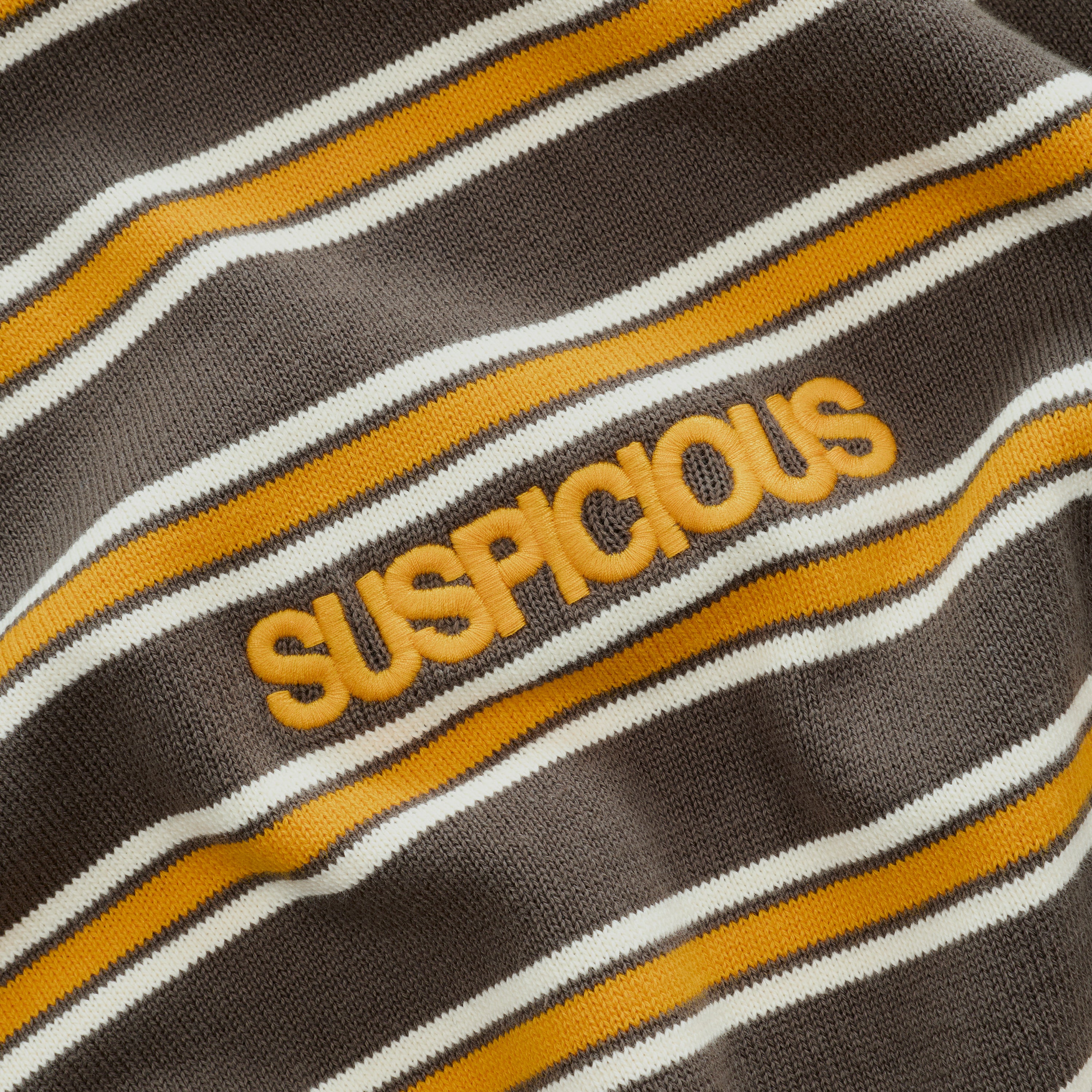 Suspicious Antwerp Softground / Striped Cotton Knitted Polo - Dark Armory & Orange