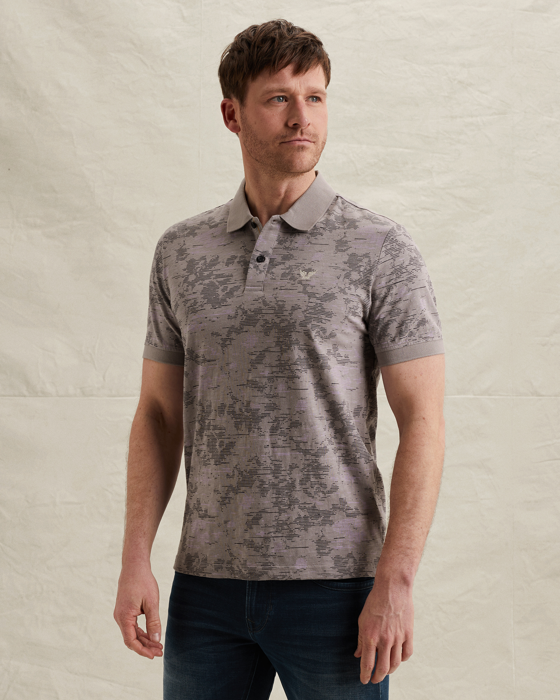 PME Legend Polo shirt in slub jersey with allover printx