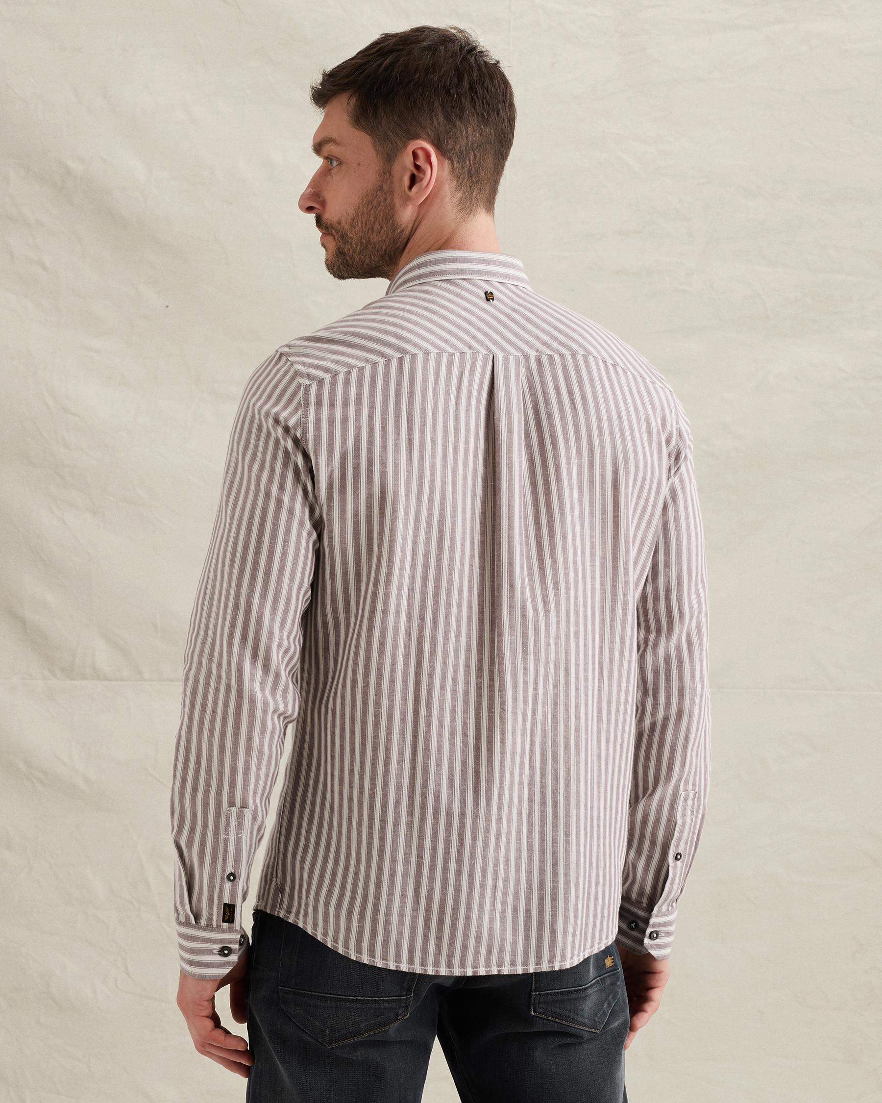PME Legend Shirt in cotton/linen with stripe patternx
