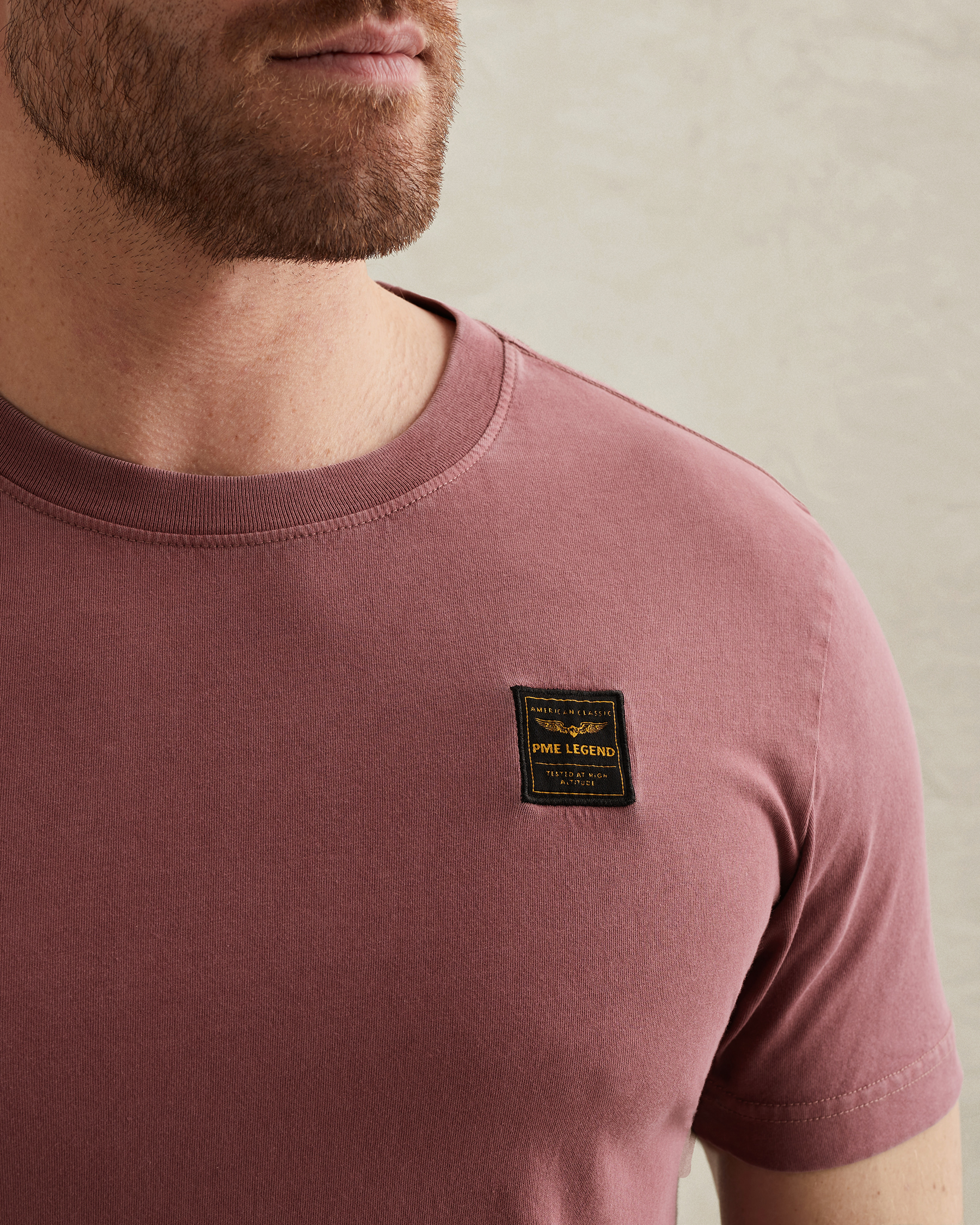 PME Legend T-shirt with a garment-dye wash and badgex
