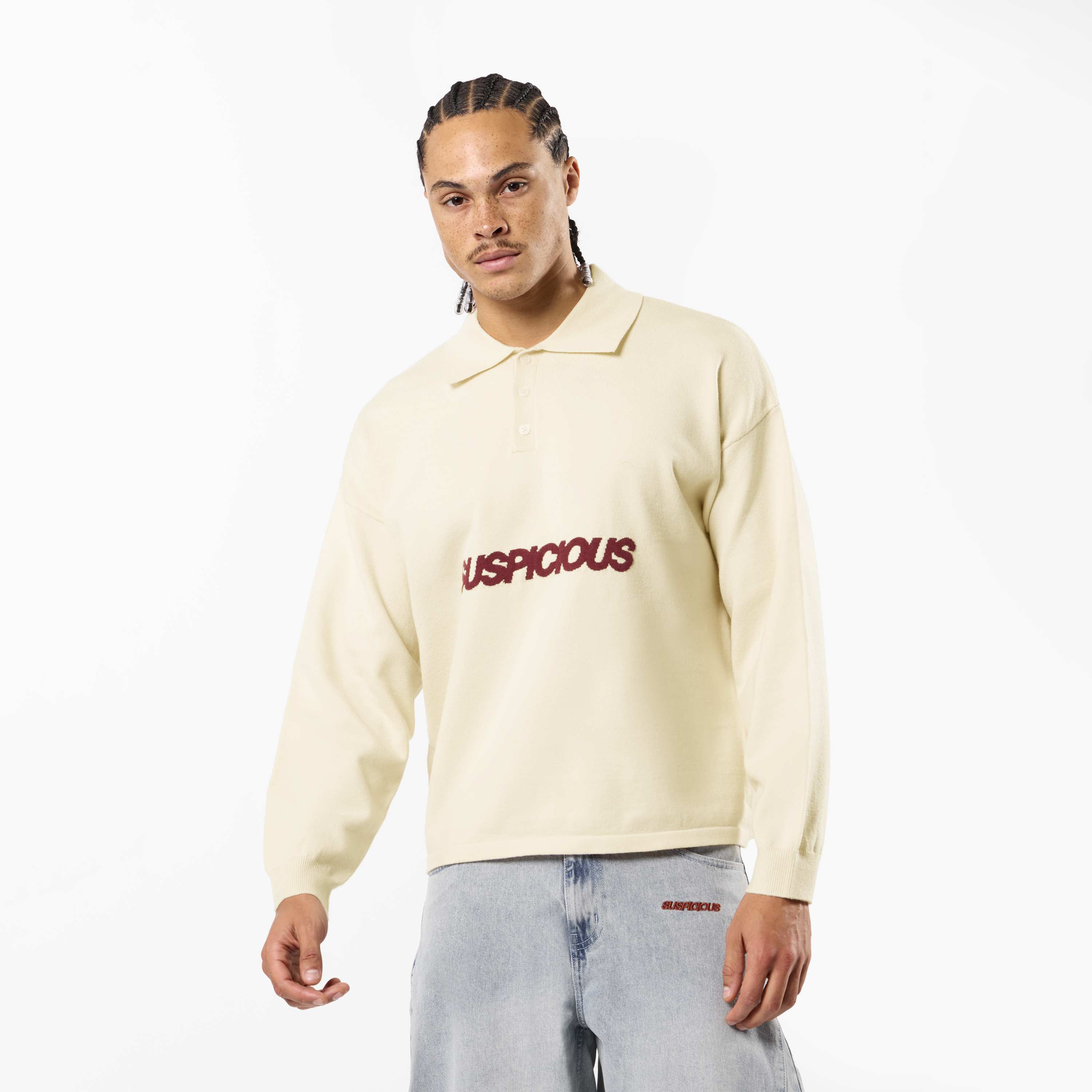 Suspicious Antwerp Winter3 / Icon Knitted Longsleeve Polo - Natural