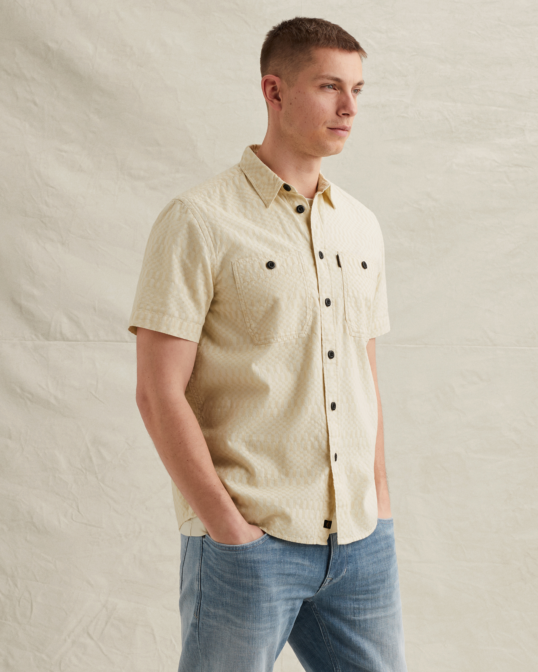 PME Legend Shirt with short sleeves and jacquard patternx