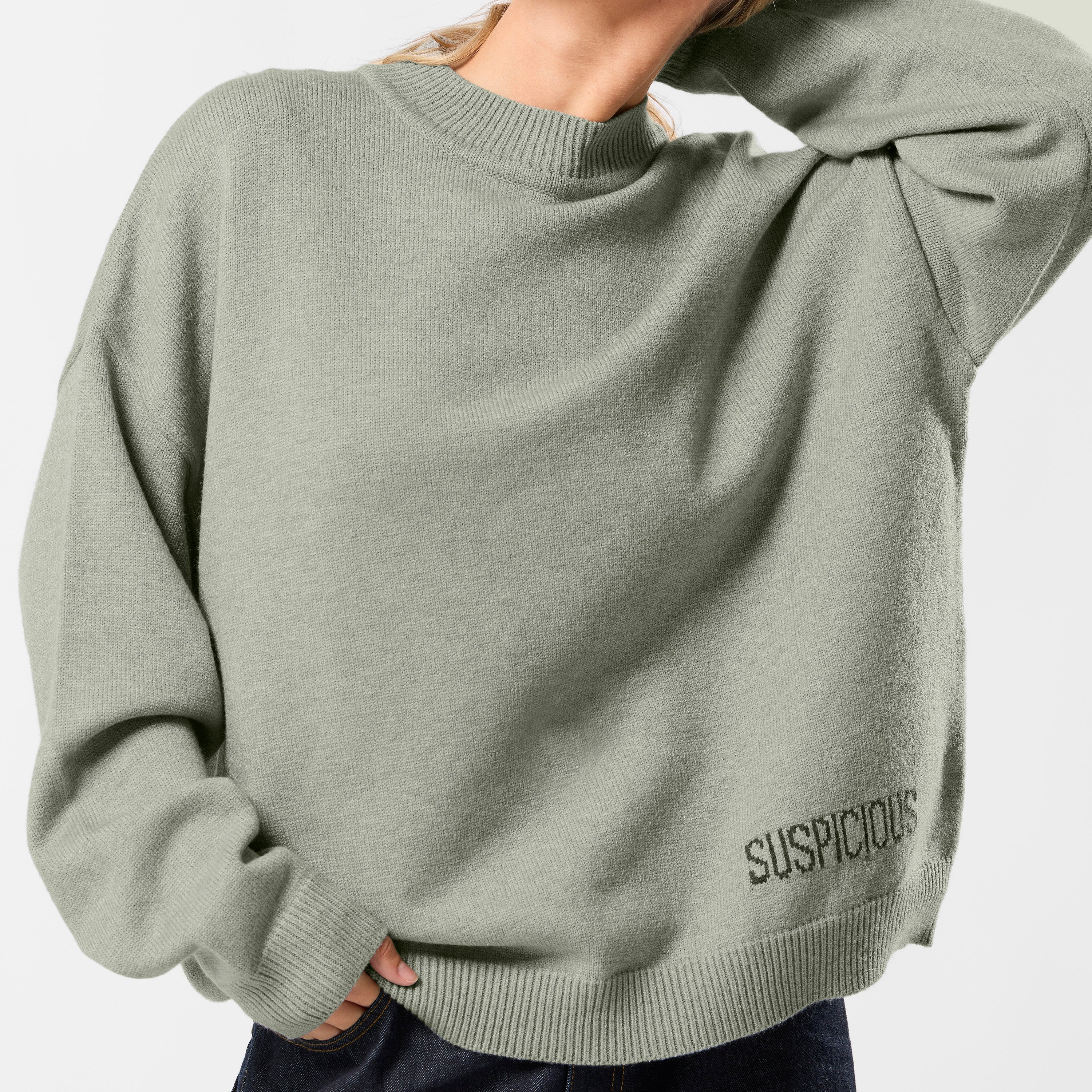 Suspicious Antwerp Winter2 / Core High Neck Knit - Frosted Green