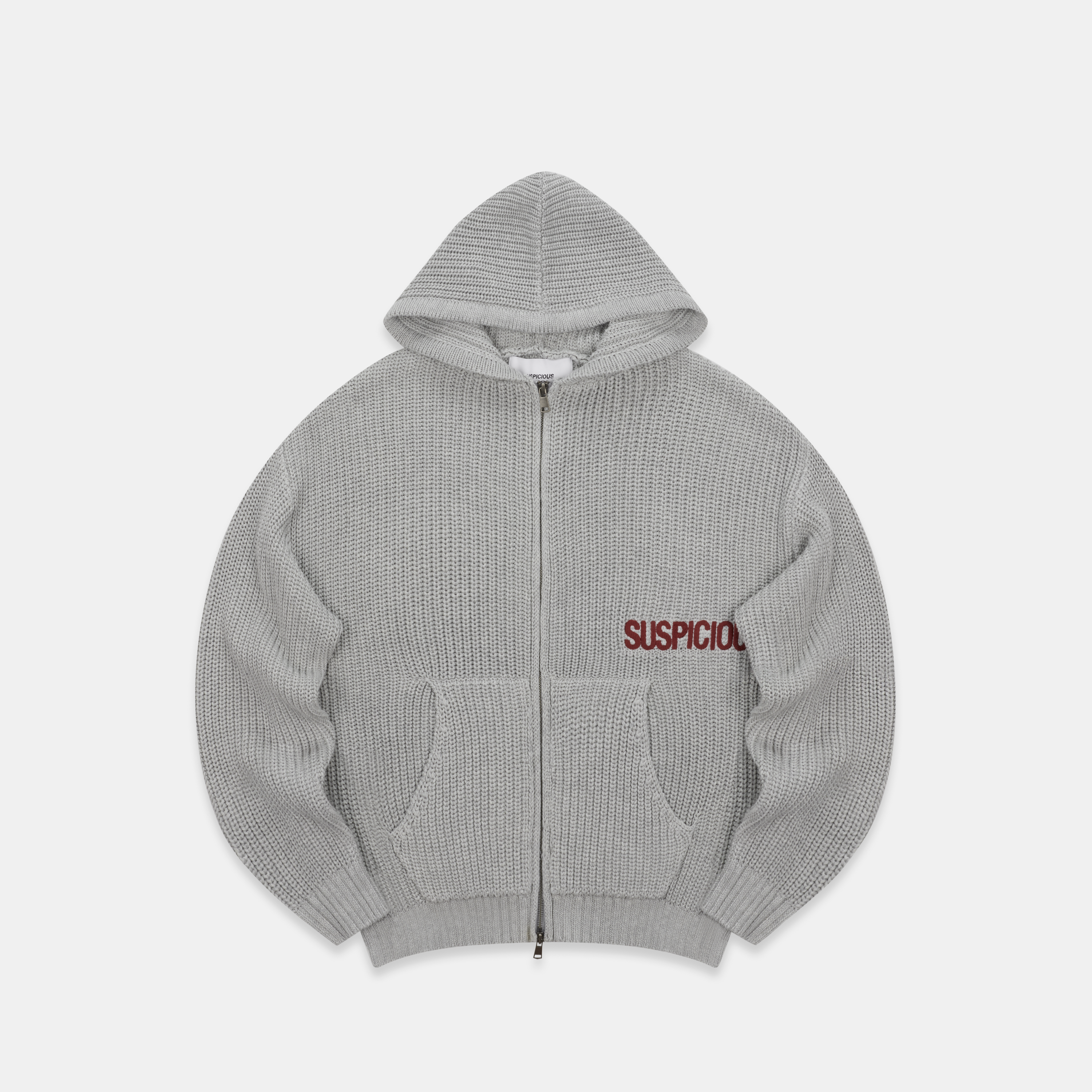 Suspicious Antwerp Fall / Core Zip-Up Knitted Hoodie - Neutral Heather