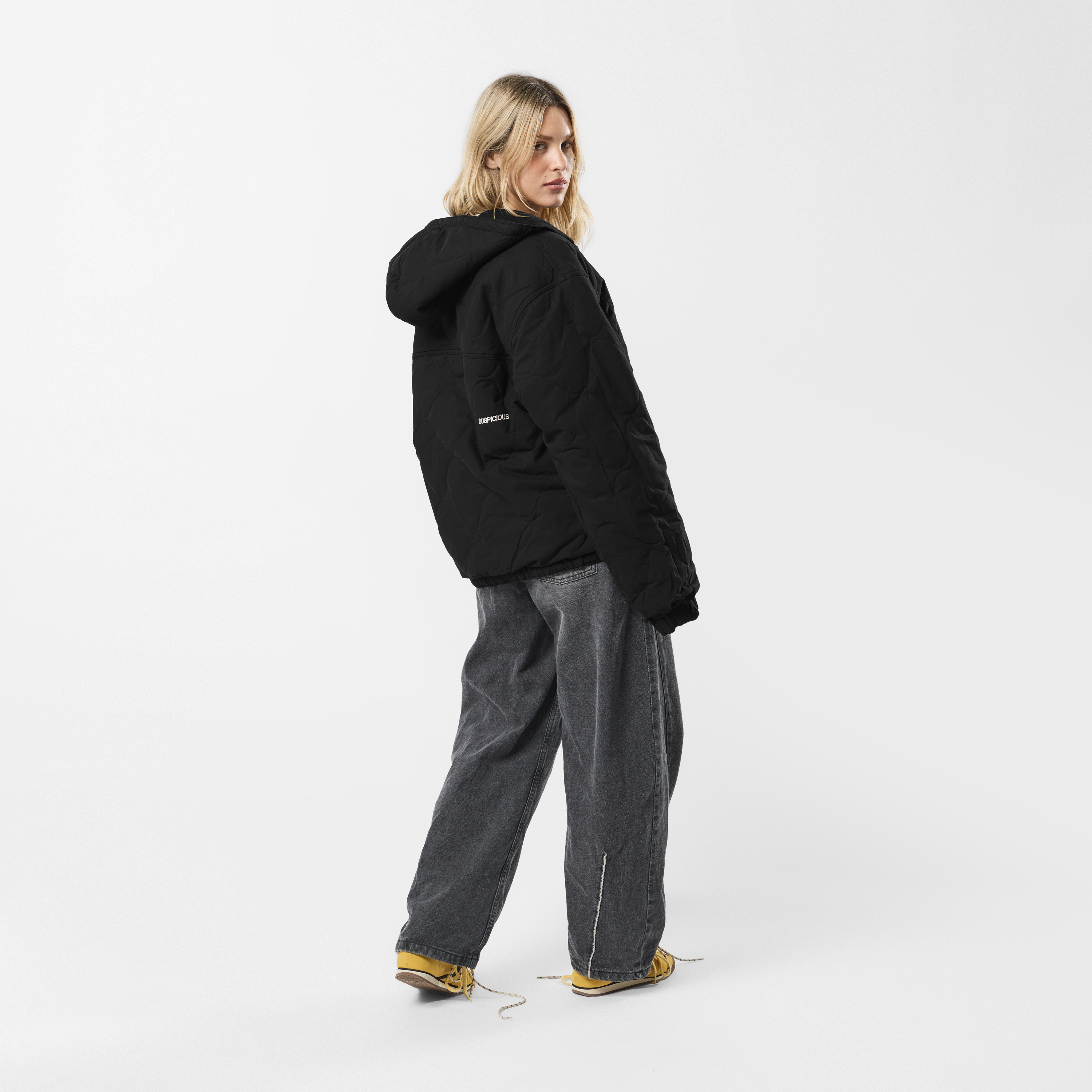 Suspicious Antwerp Fall / Reversible Canvas Hooded Jacket - Black