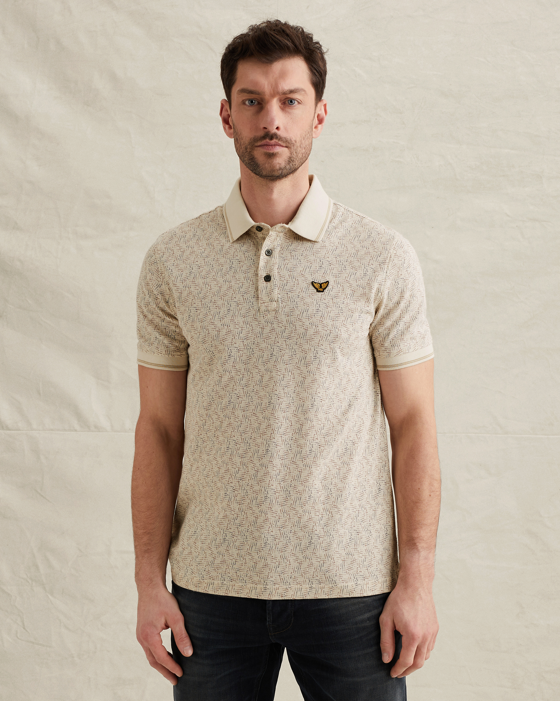 PME Legend Polo shirt with allover print and ribbed collarx