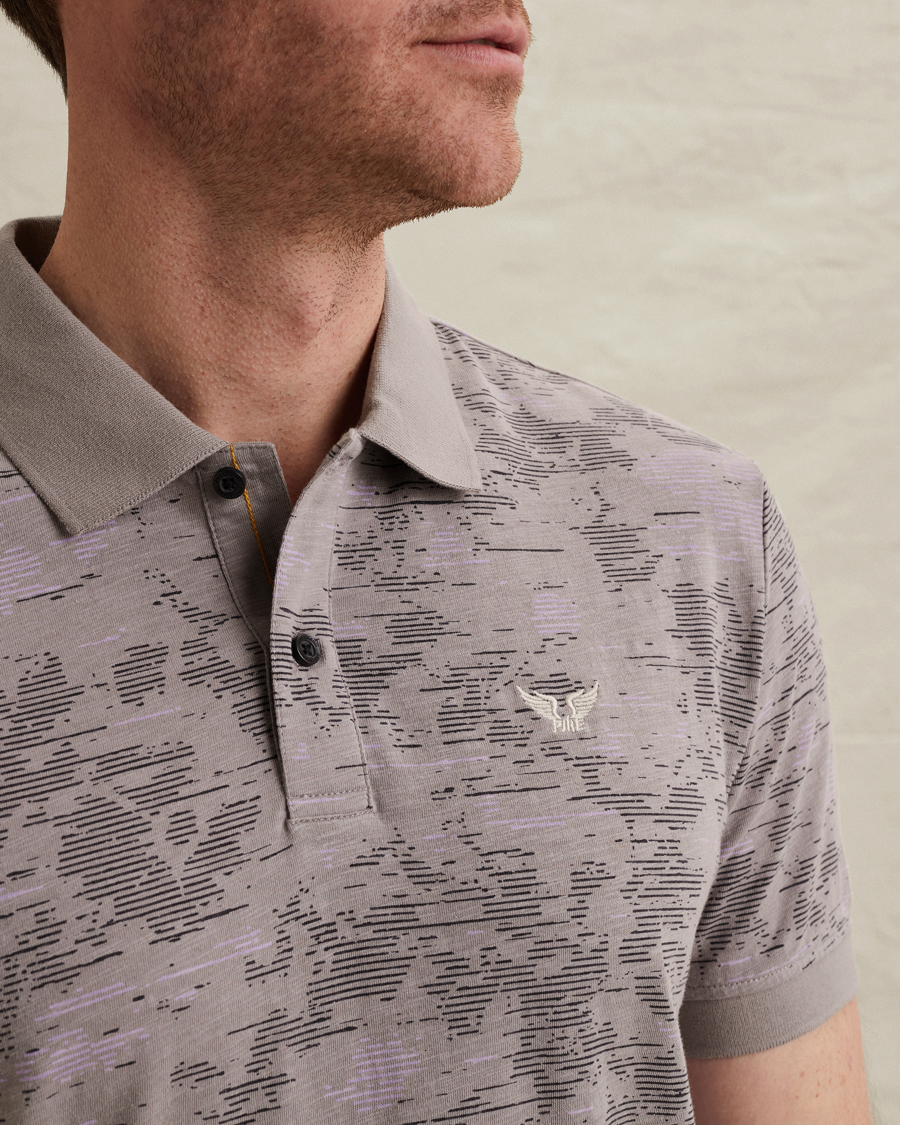PME Legend Polo shirt in slub jersey with allover printx