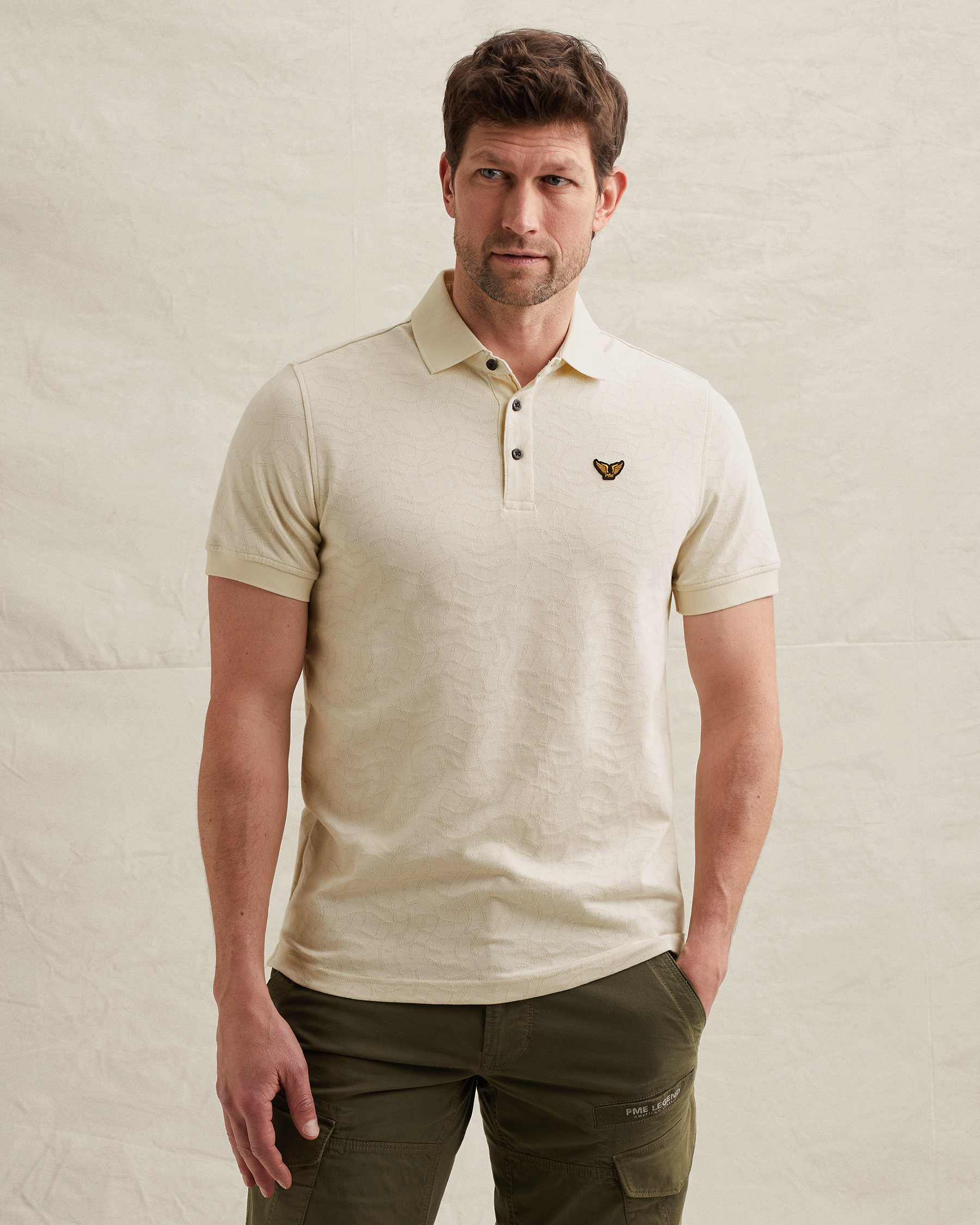 PME Legend Polo shirt in jersey with allover jacquard patternx