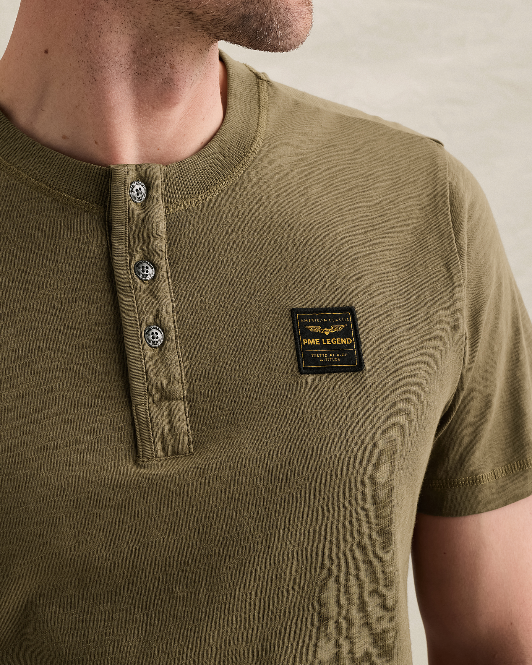 PME Legend Henley T-shirt with badgex