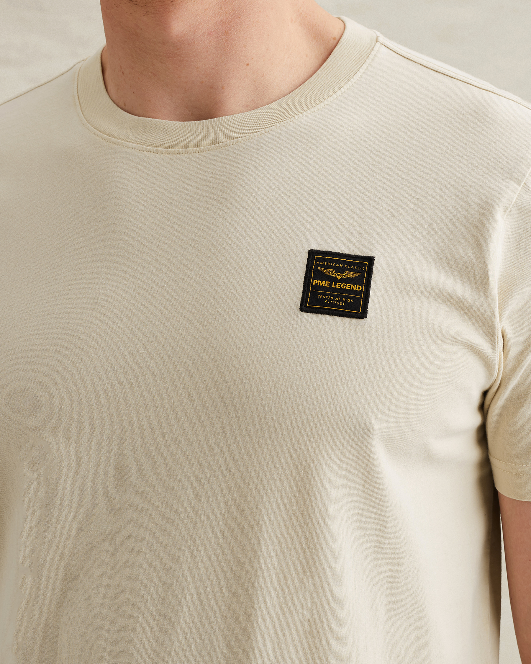 PME Legend T-shirt with a garment-dye wash and badgex