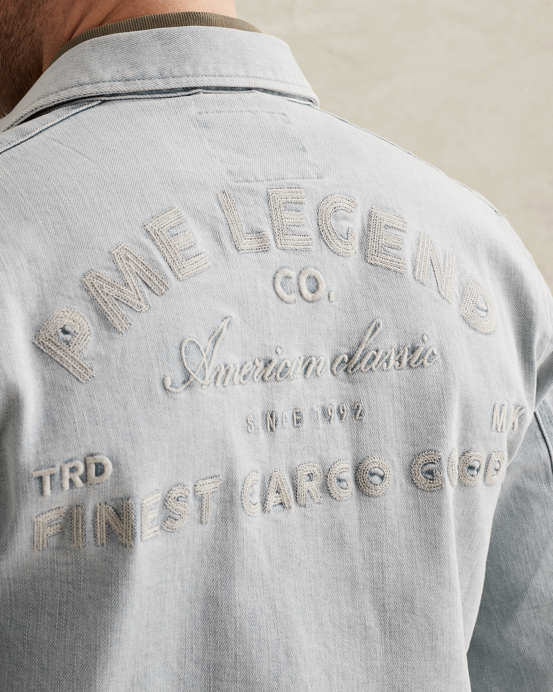 PME Legend Denim jacket with embroidered artworkx