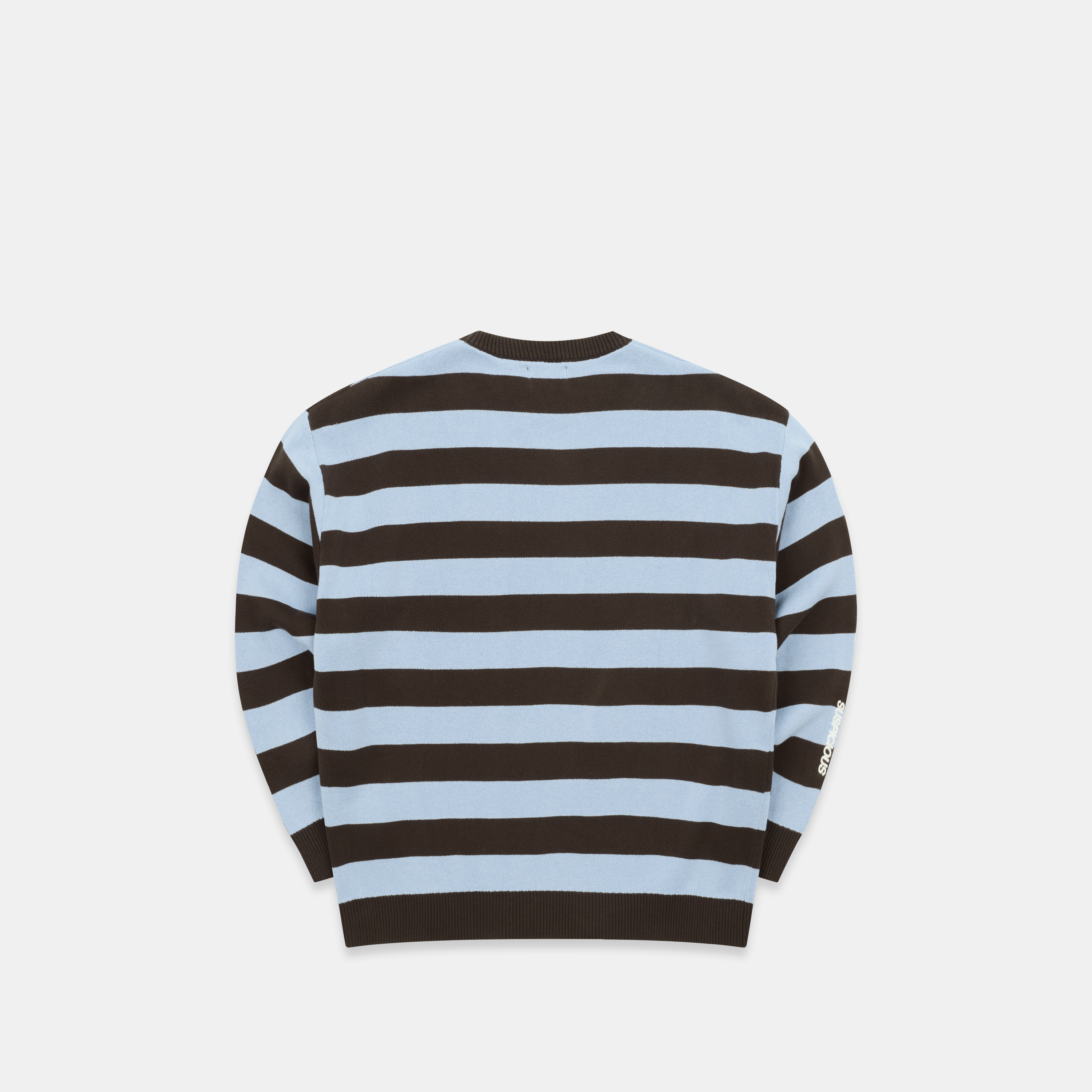 Suspicious Antwerp Fall / Striped Cotton Knit - Dusty Blue & Brown
