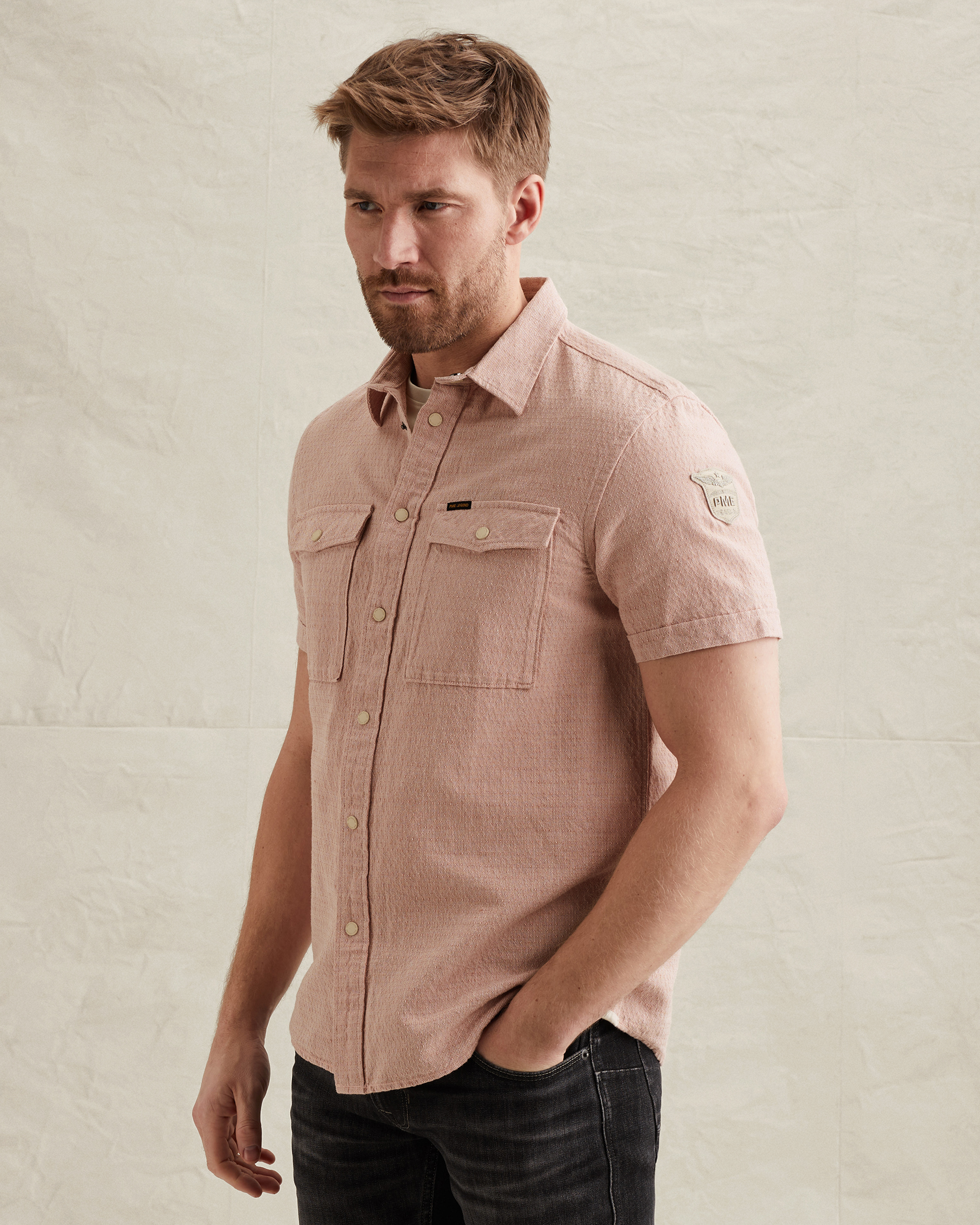 PME Legend Shirt with short sleeves in cotton/linenx