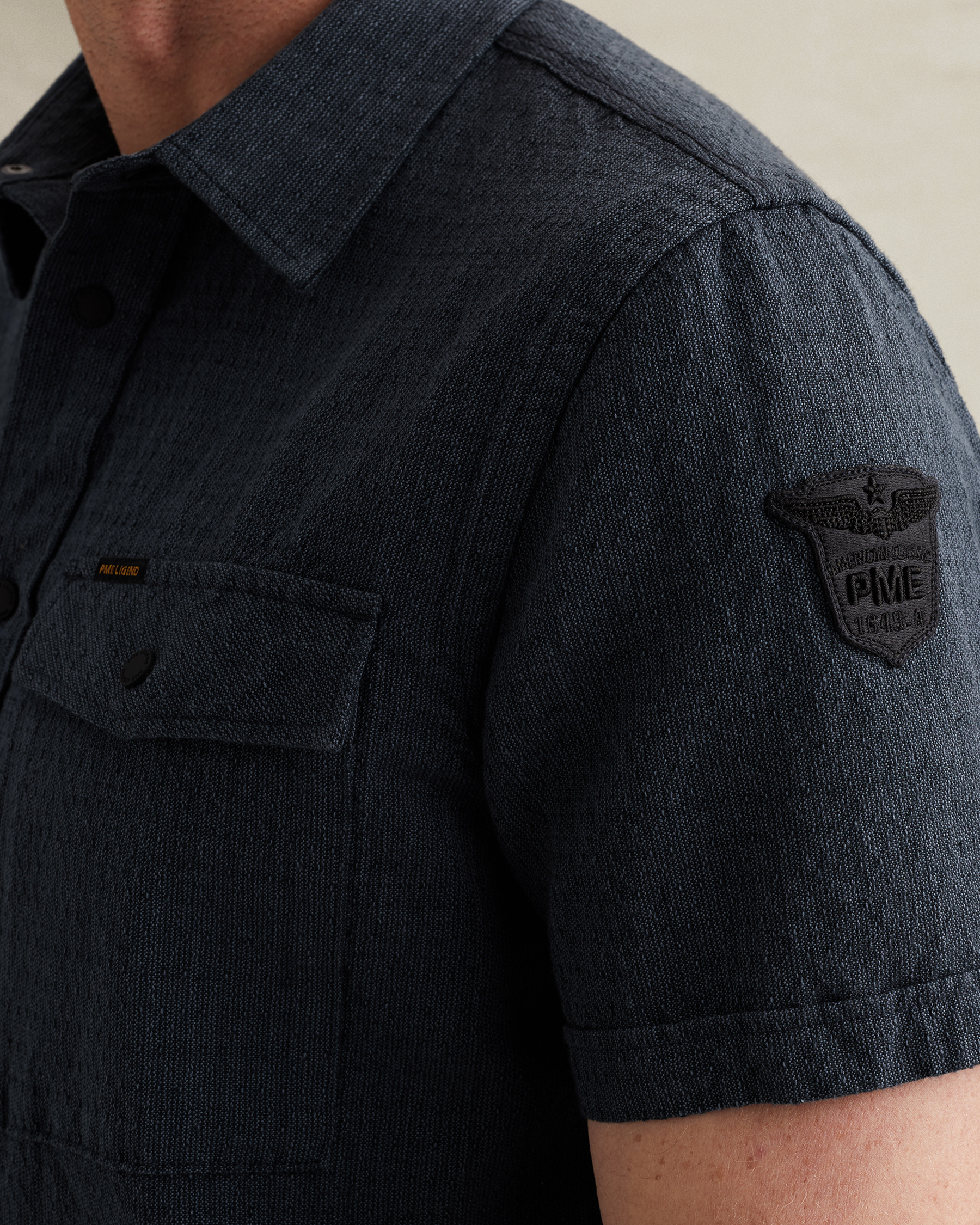 PME Legend Shirt with short sleeves in cotton/linenx