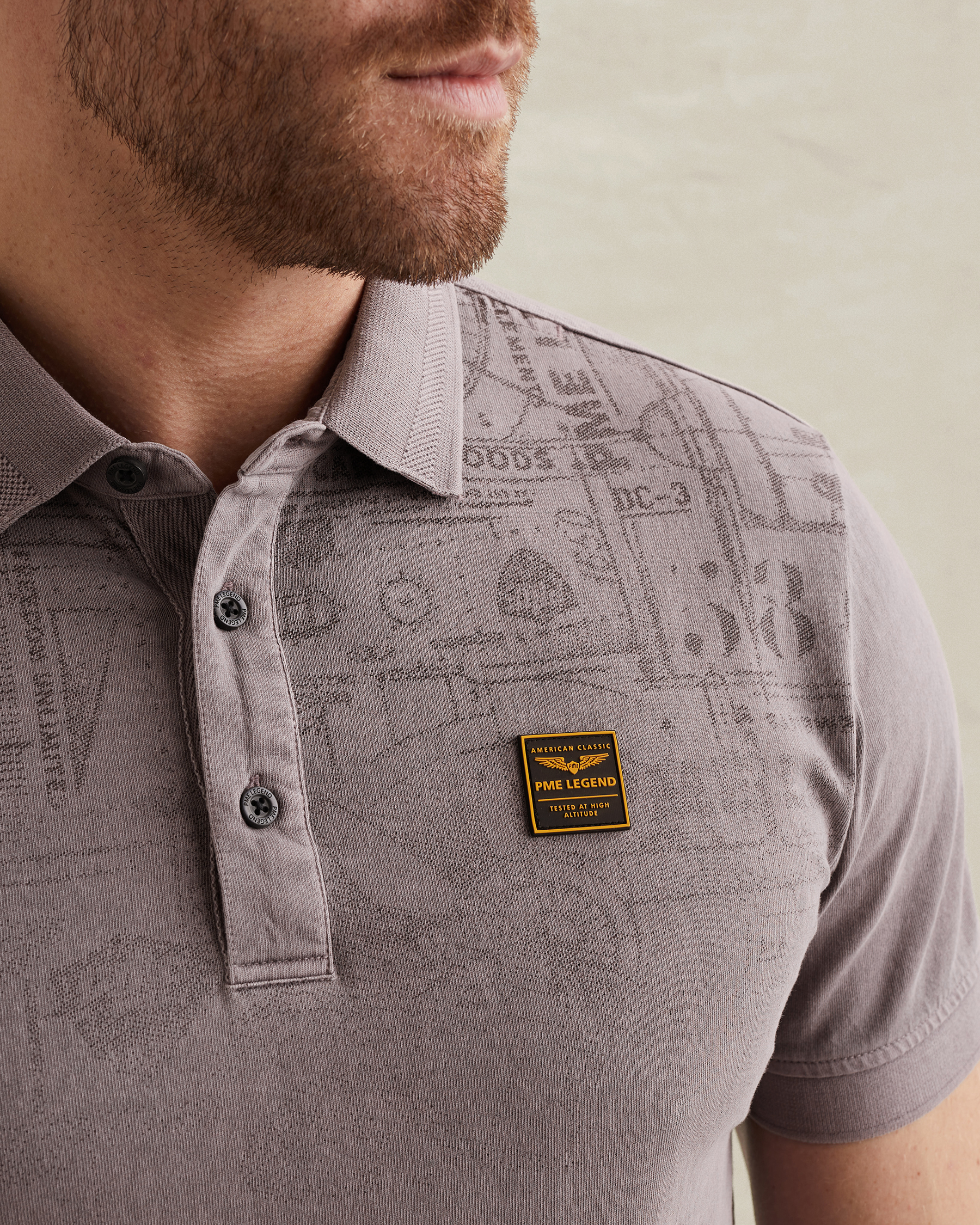PME Legend Polo shirt with garment-dye wash and printx
