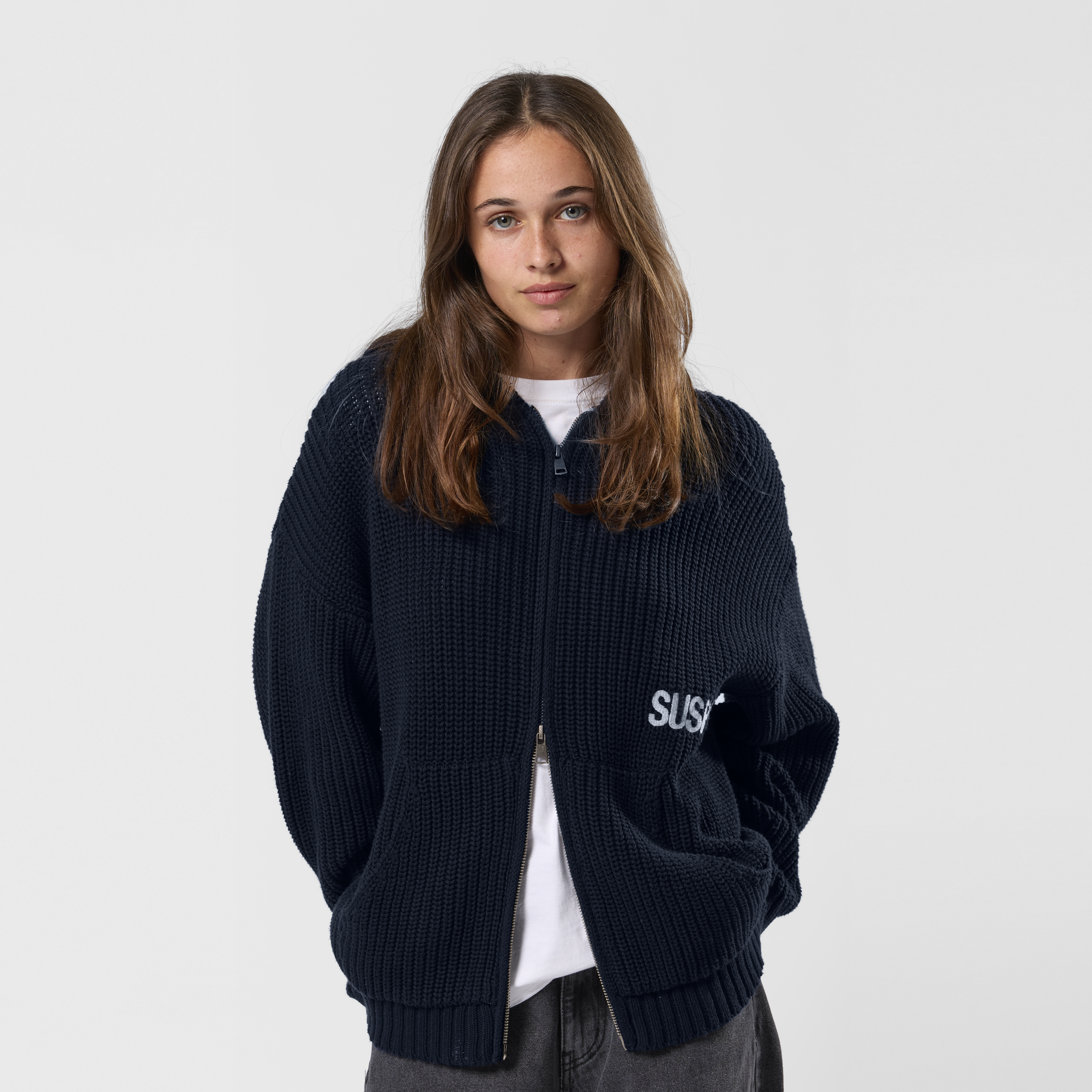 Suspicious Antwerp Fall / Core Zip-Up Knitted Hoodie - Nightfall