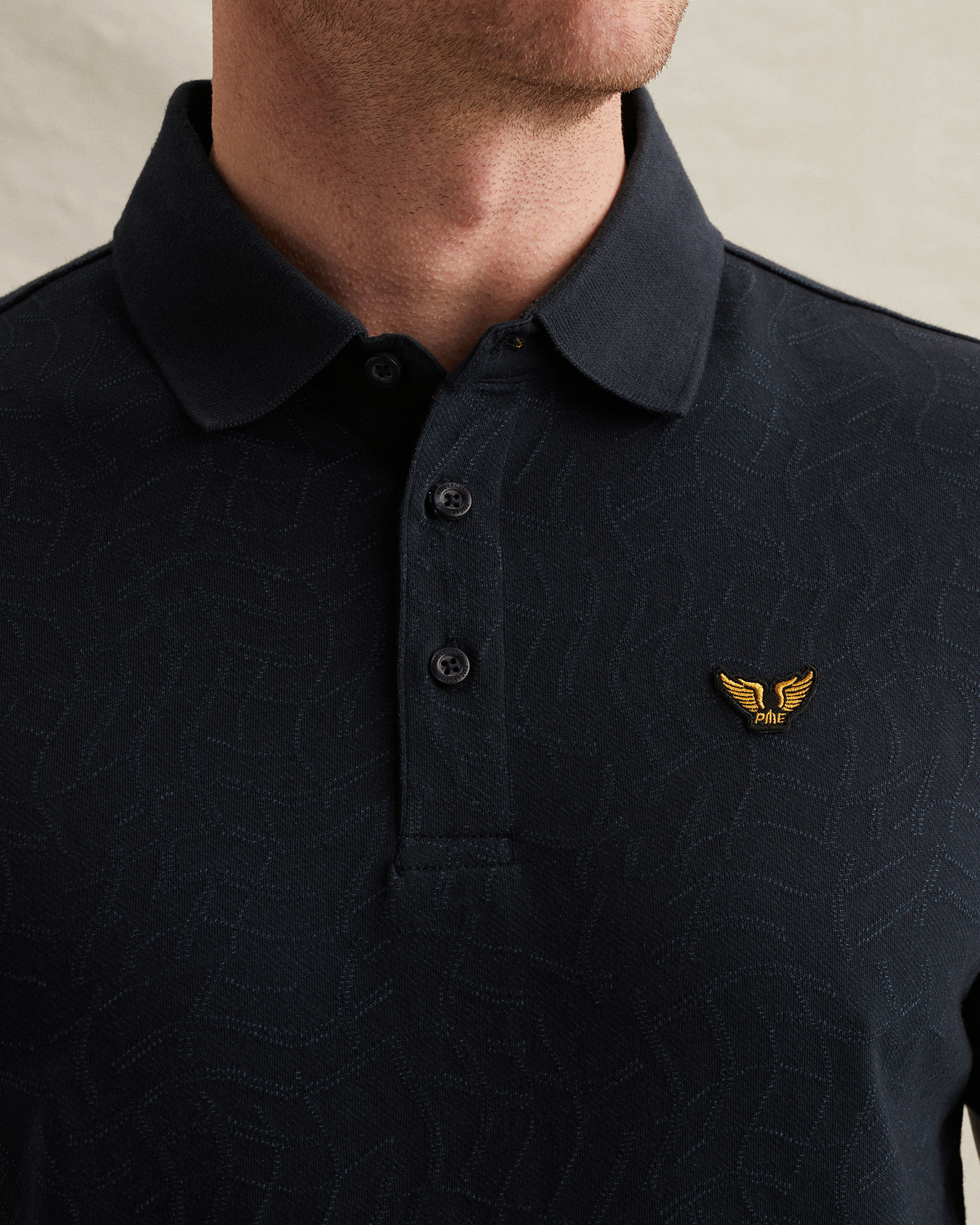 PME Legend Polo shirt in jersey with allover jacquard patternx