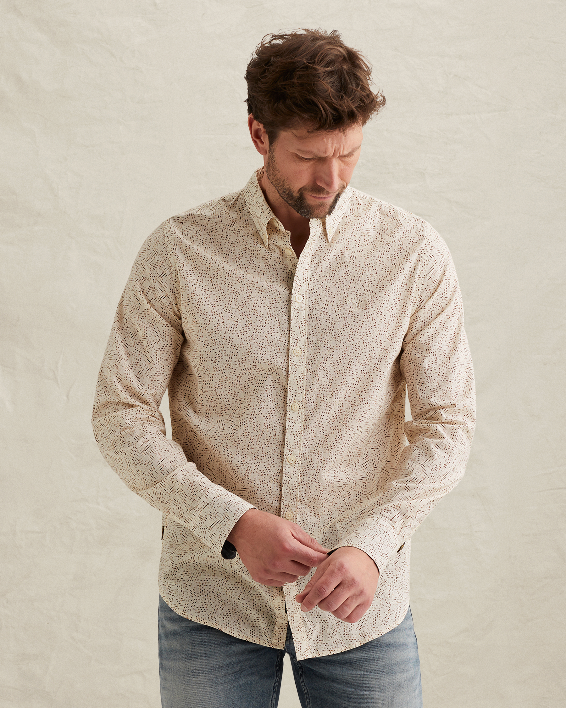 PME Legend Shirt with allover print and button-down collarx