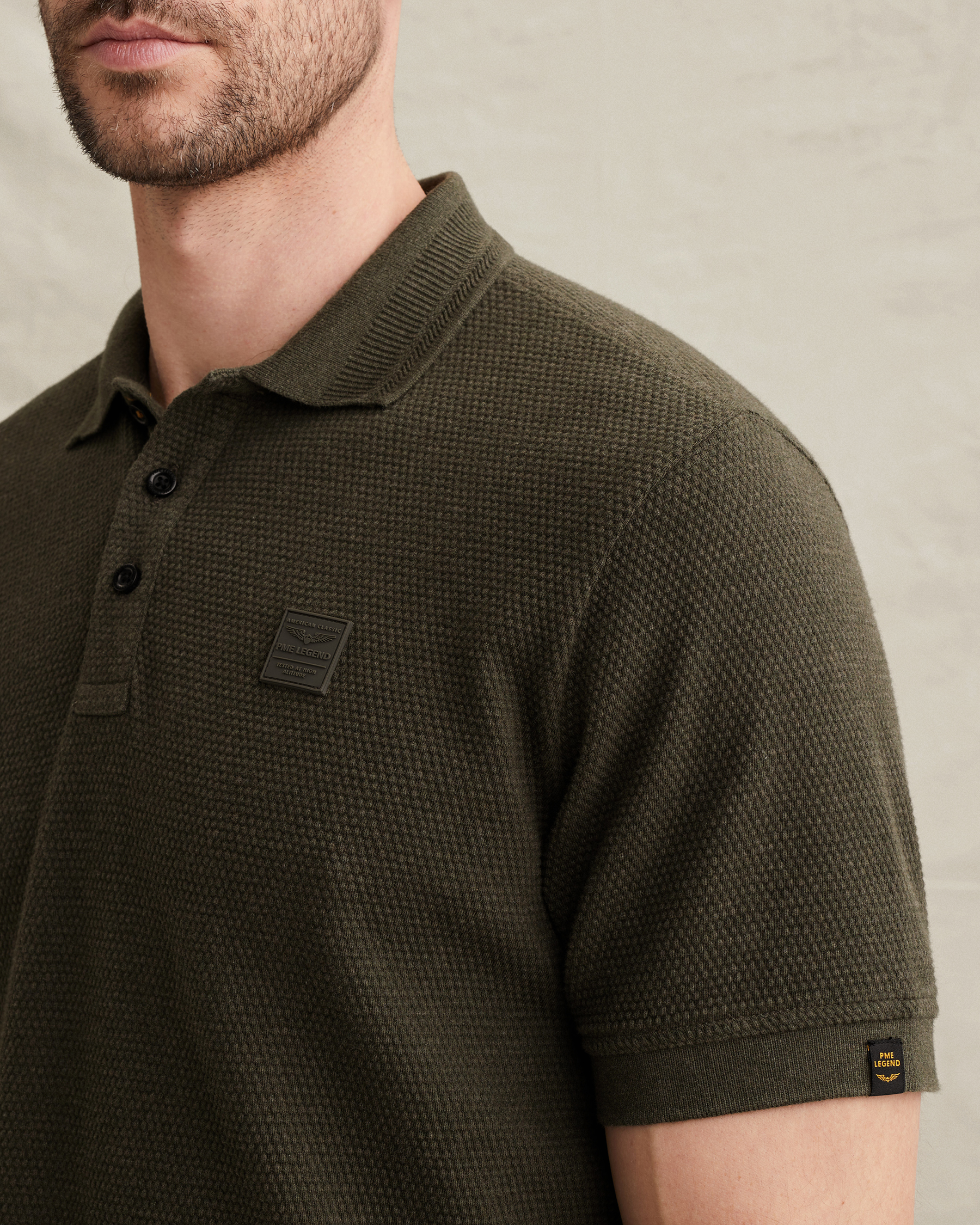 PME Legend Polo shirt with texture and ribbed hemsx