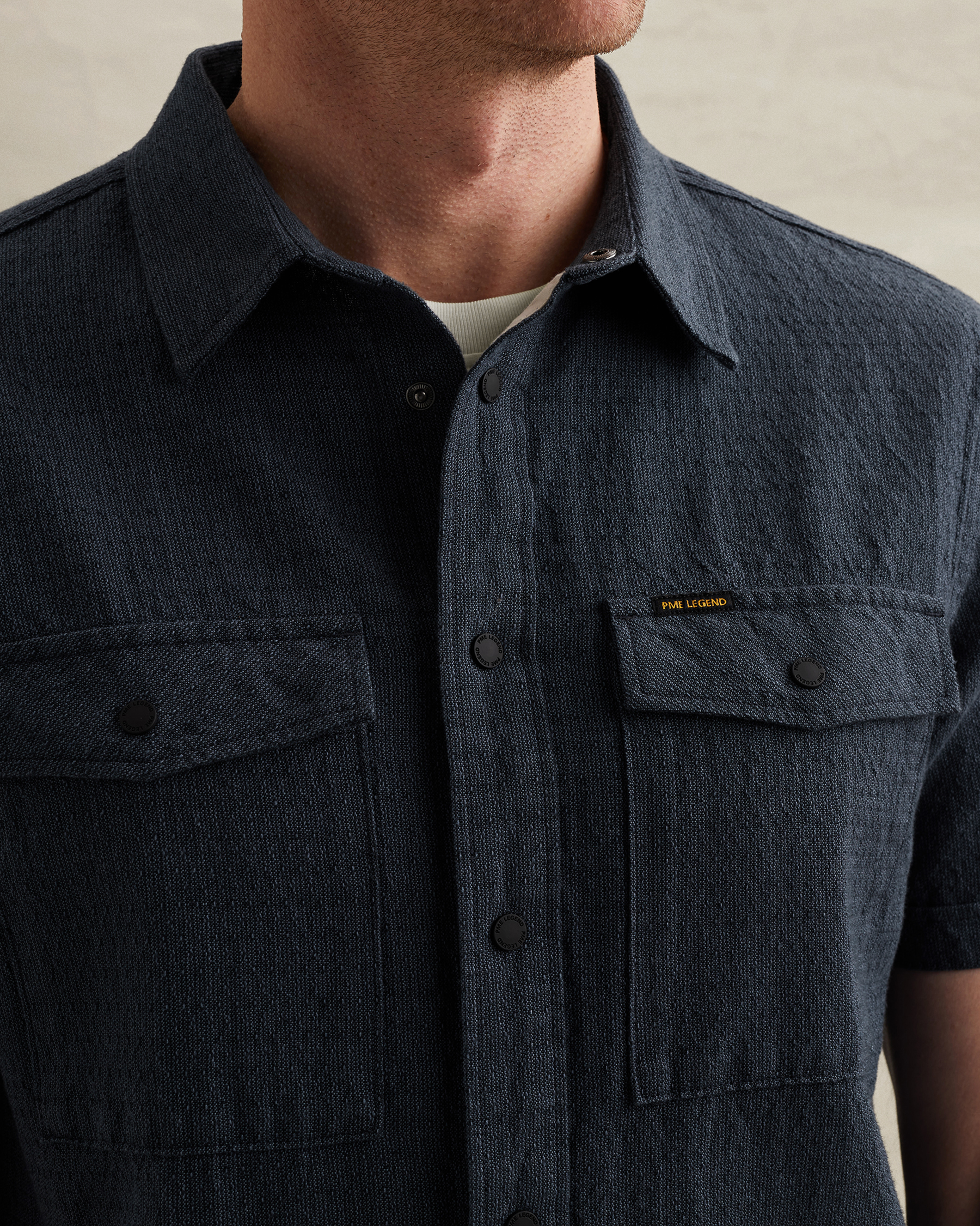 PME Legend Shirt with short sleeves in cotton/linenx