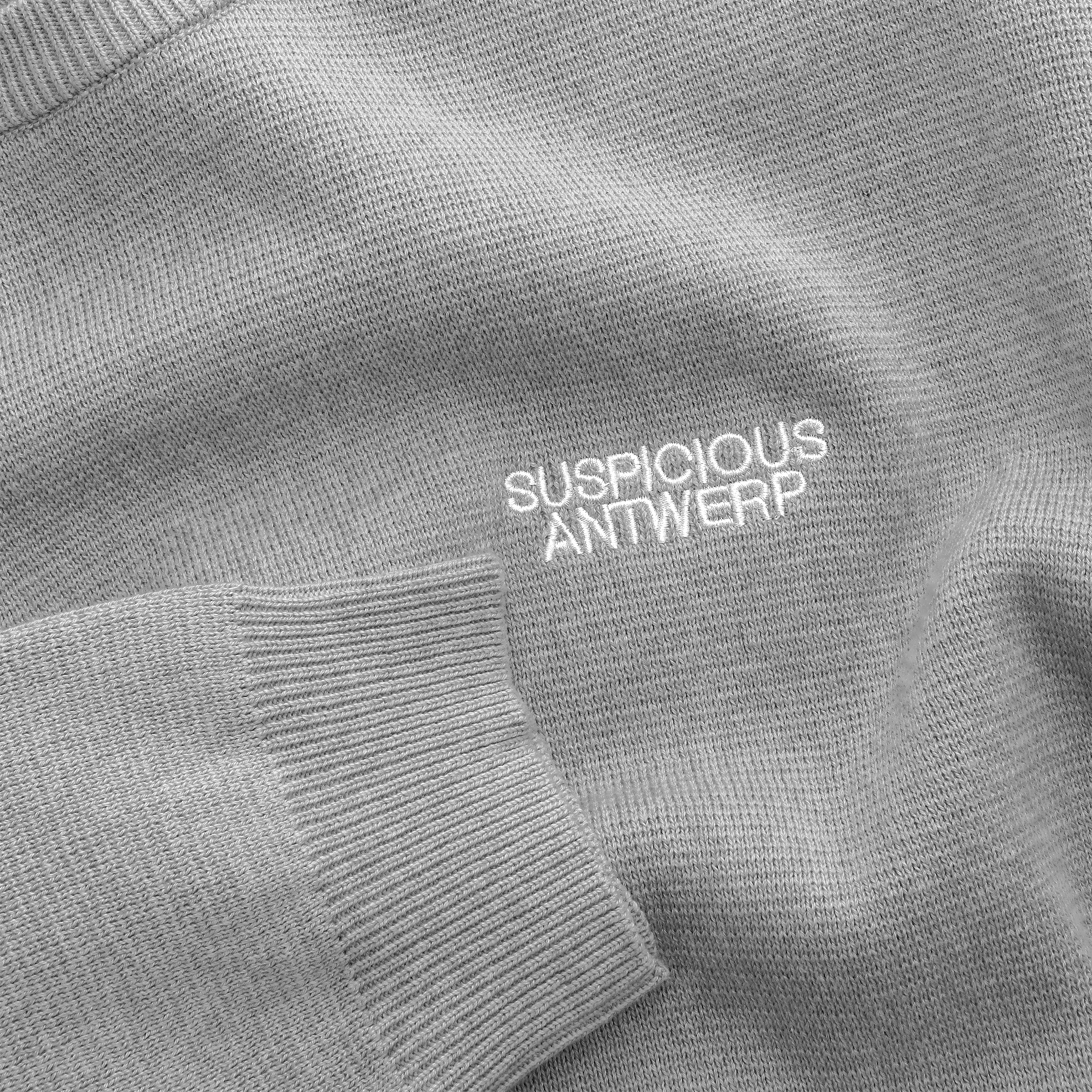 Suspicious Antwerp The Essentials Cotton Knitted Crewneck - Heather Grey