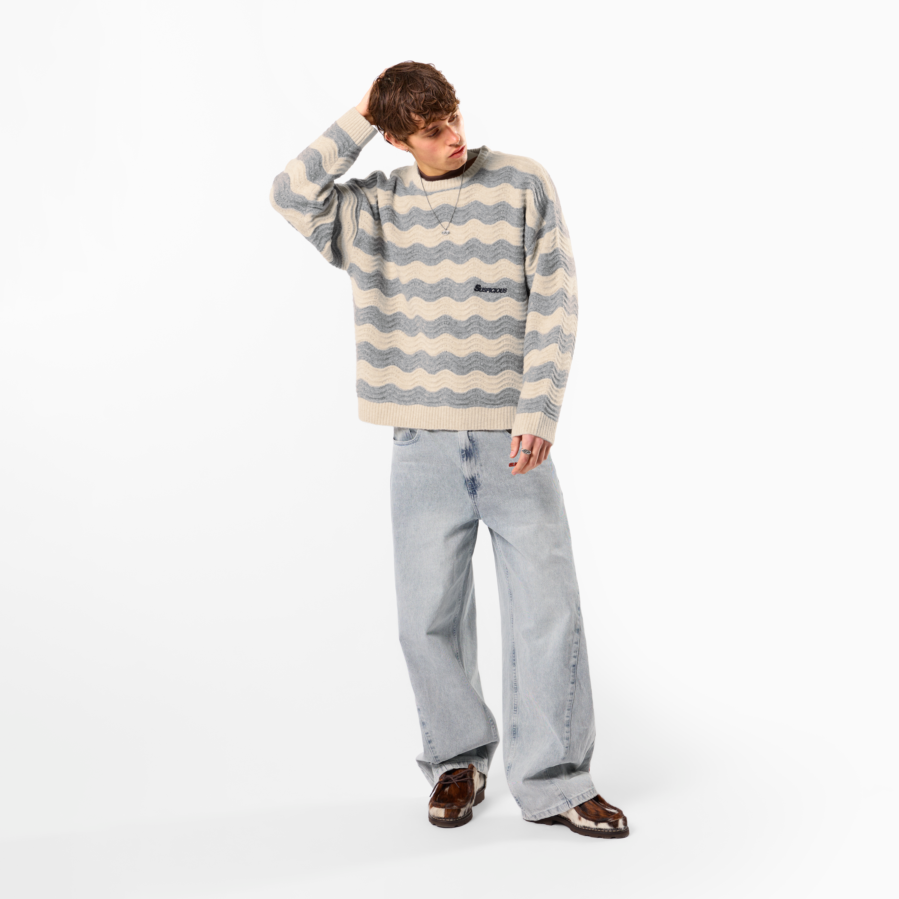 Suspicious Antwerp Winter3 / Essentials Knitted Wavy Sweat - Dune