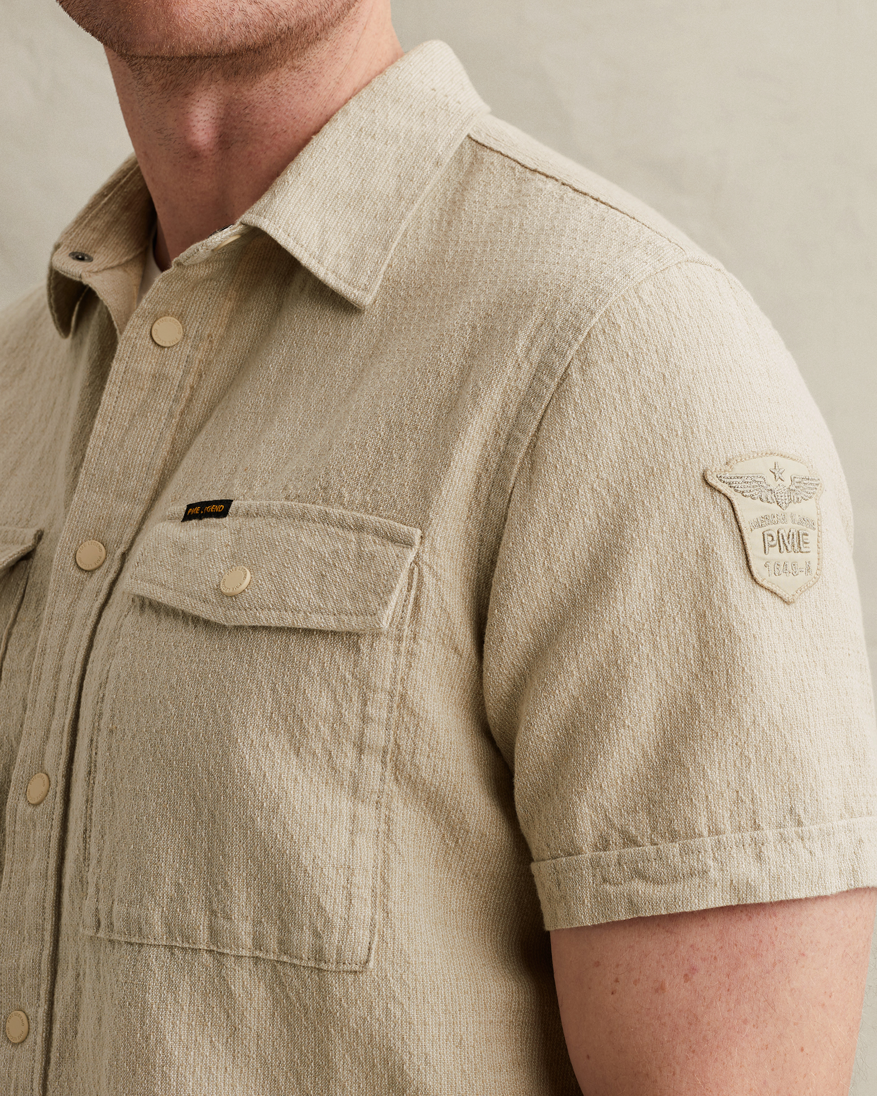 PME Legend Shirt with short sleeves in cotton/linenx