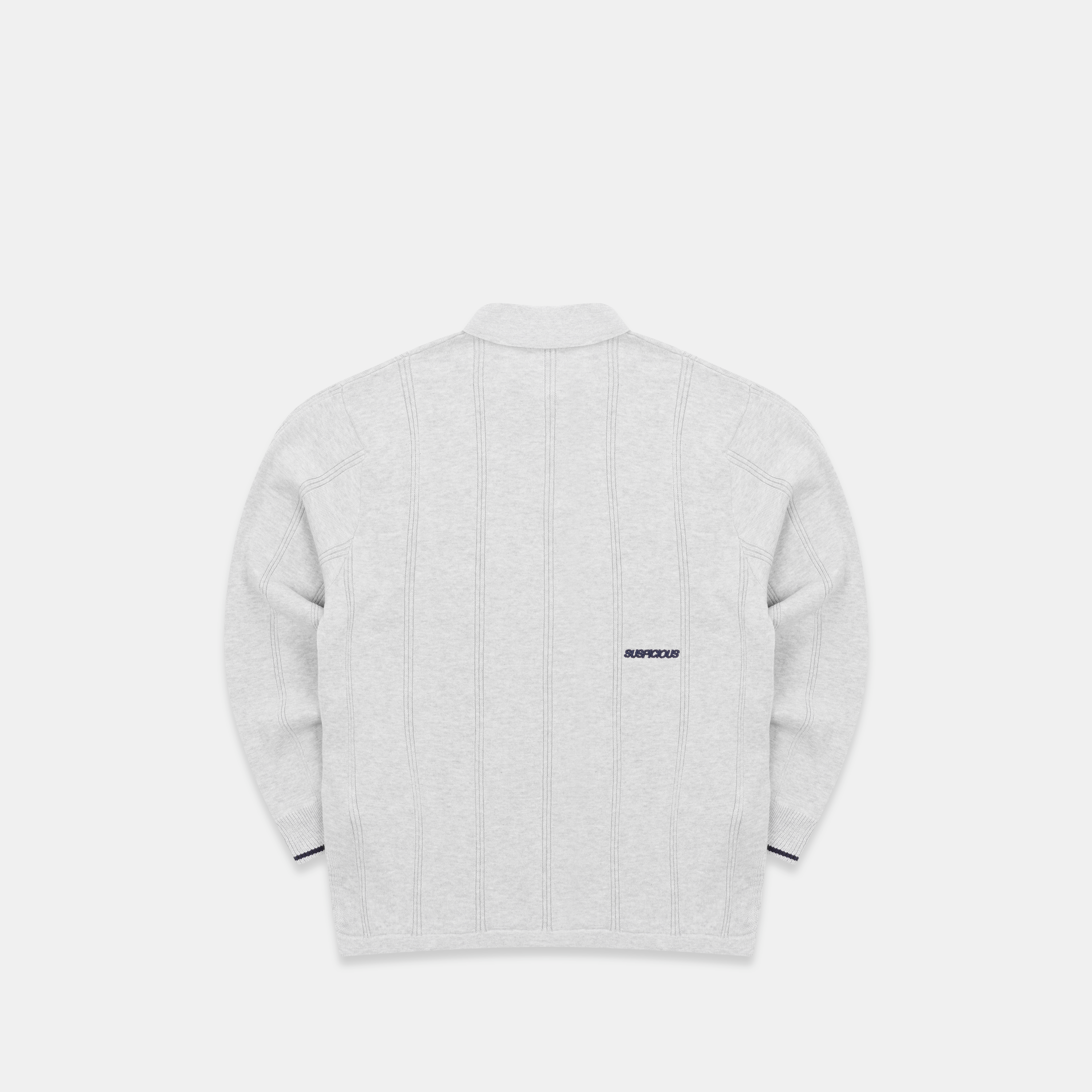Suspicious Antwerp Fall / Offset Longsleeve Cotton Polo - Neutral Heather