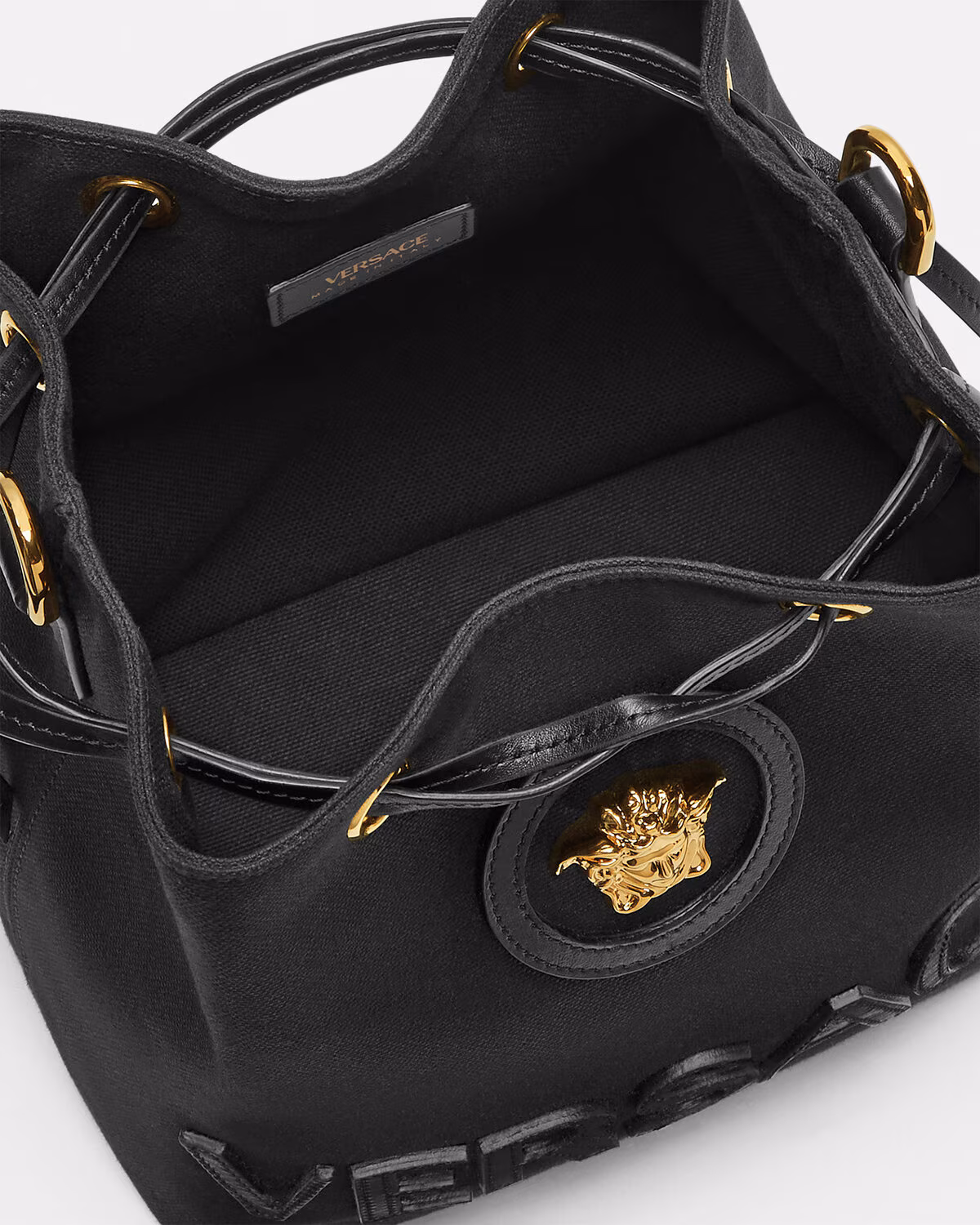 Versace La Medusa Canvas Bucket Bag