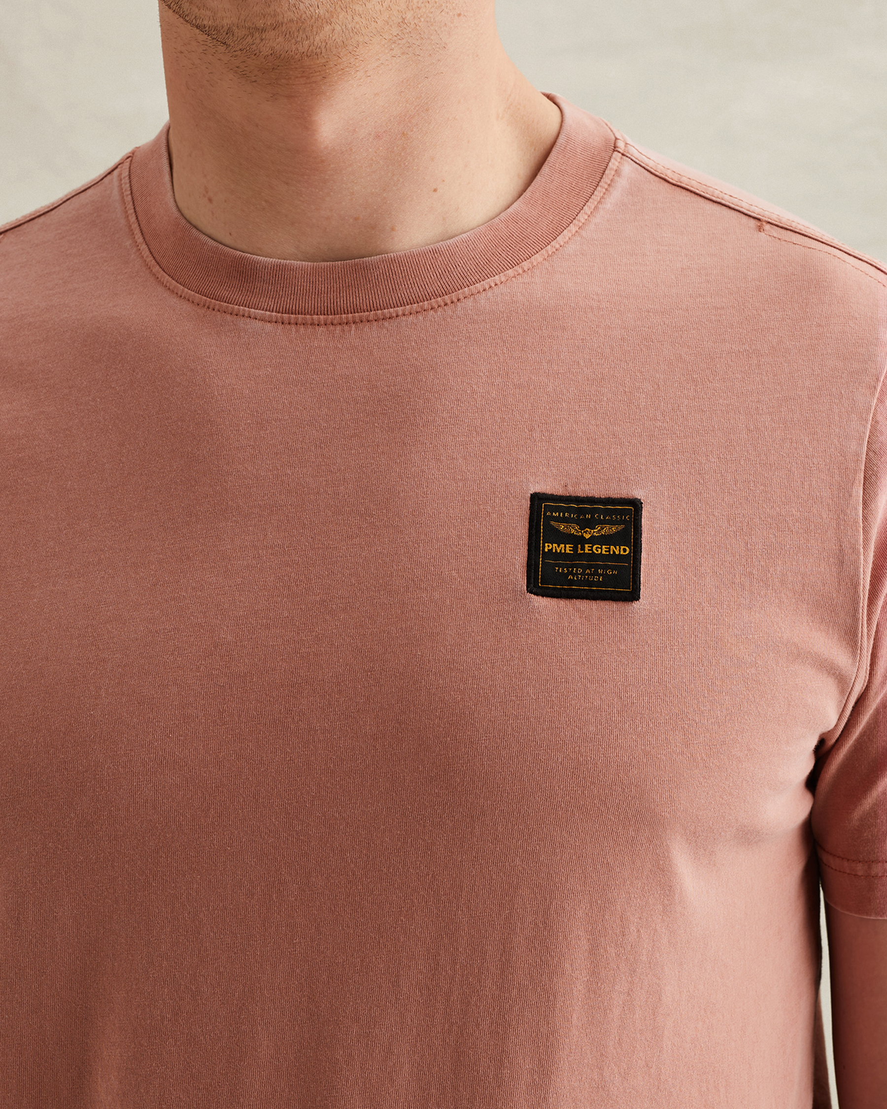 PME Legend T-shirt with badge and a garment-dye washx