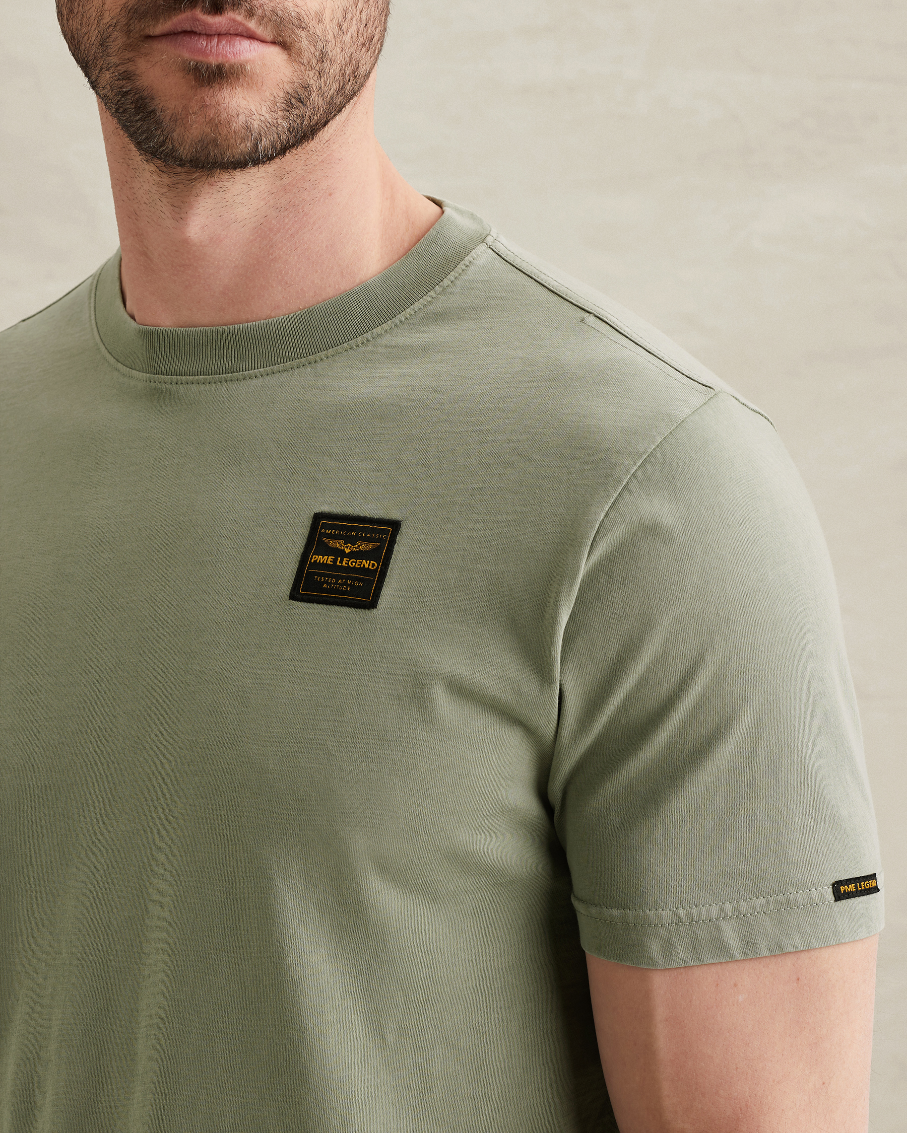 PME Legend T-shirt with badge and a garment-dye washx
