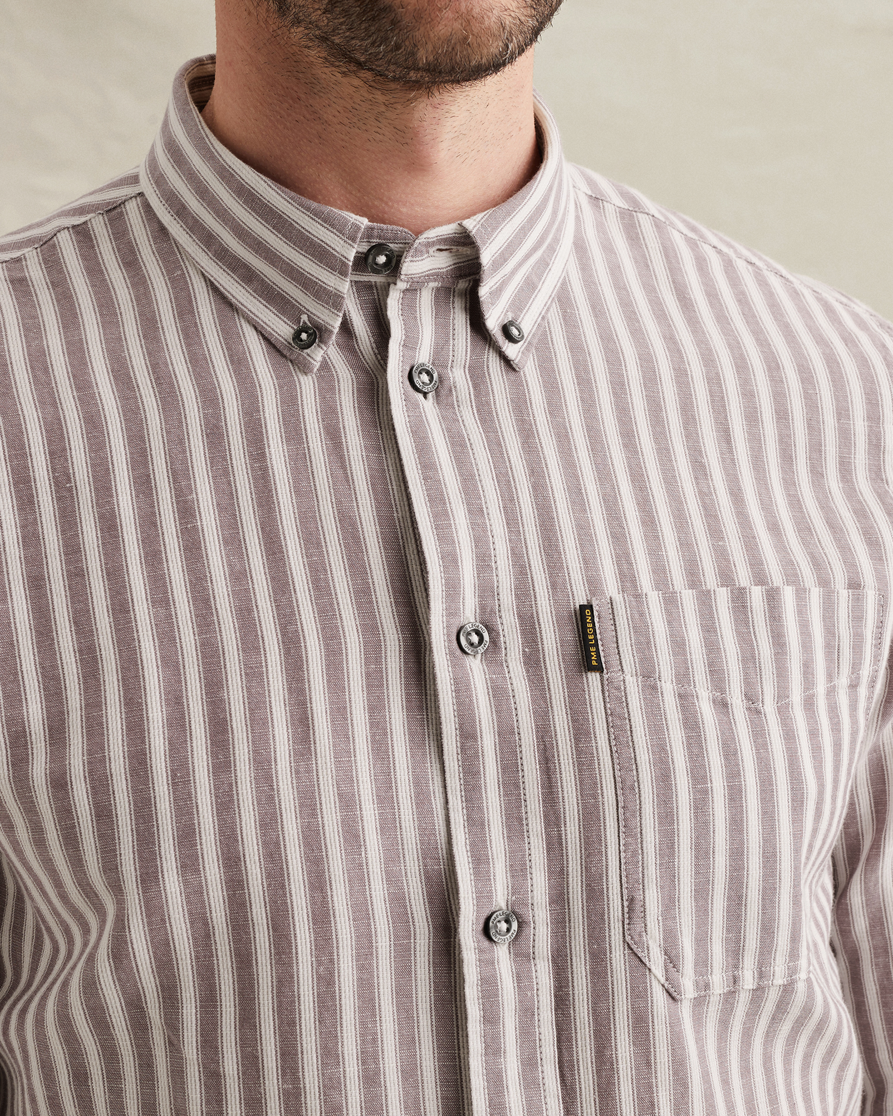 PME Legend Shirt in cotton/linen with stripe patternx