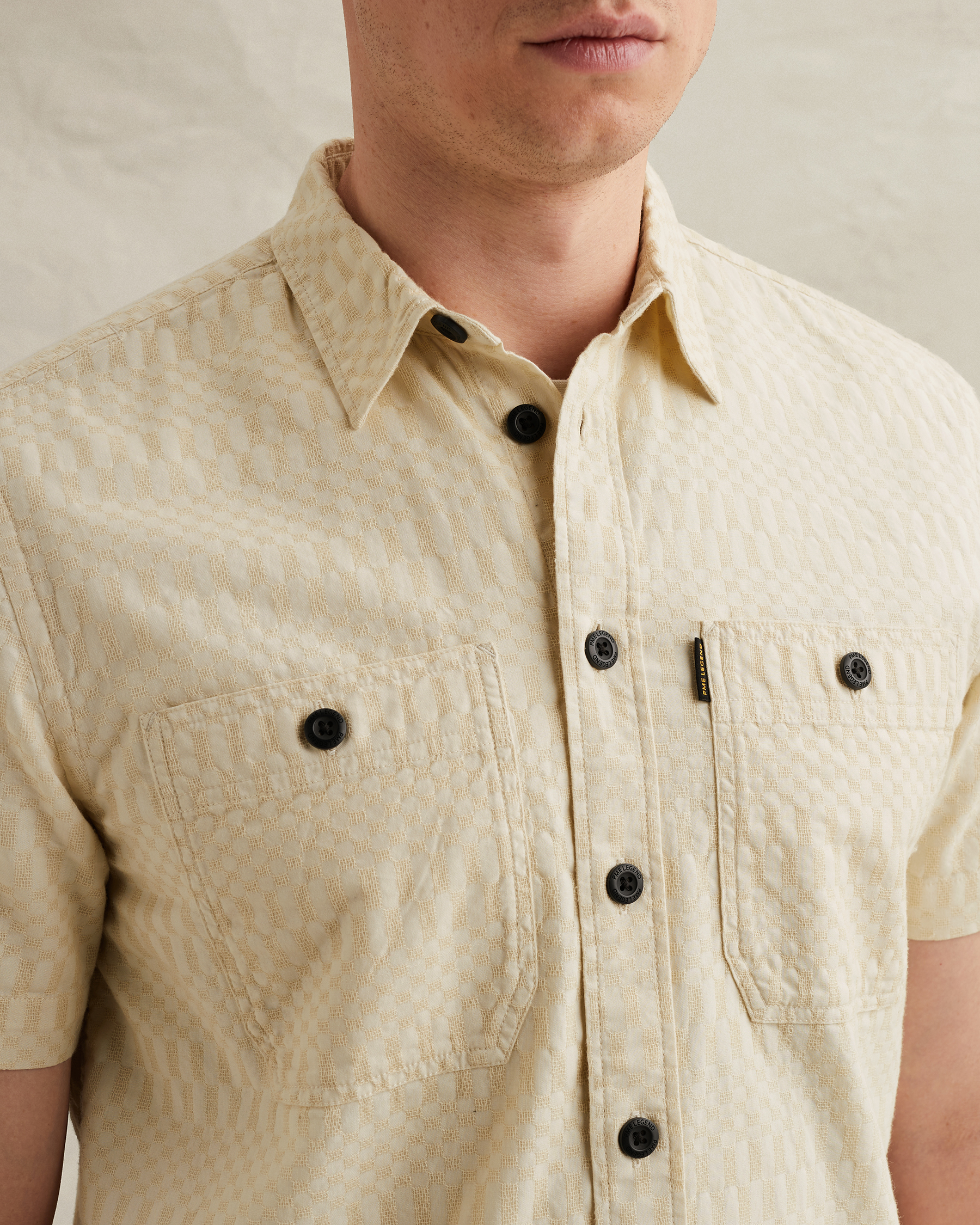 PME Legend Shirt with short sleeves and jacquard patternx