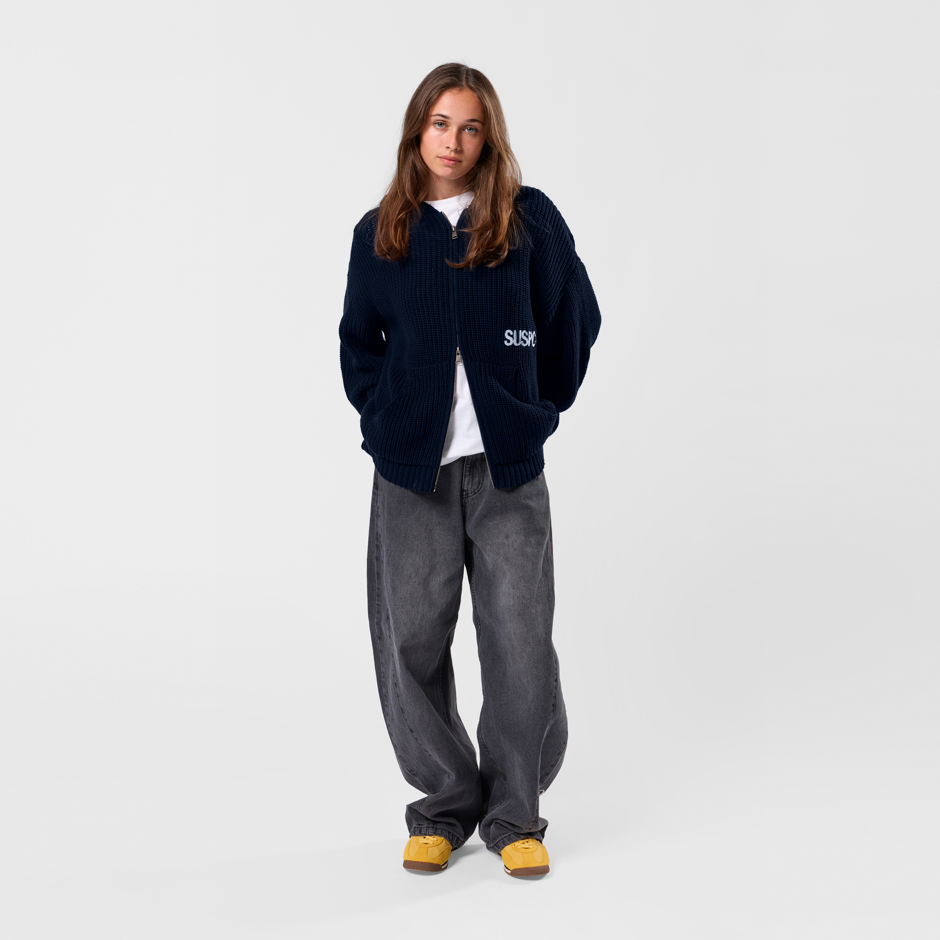 Suspicious Antwerp Fall / Core Zip-Up Knitted Hoodie - Nightfall