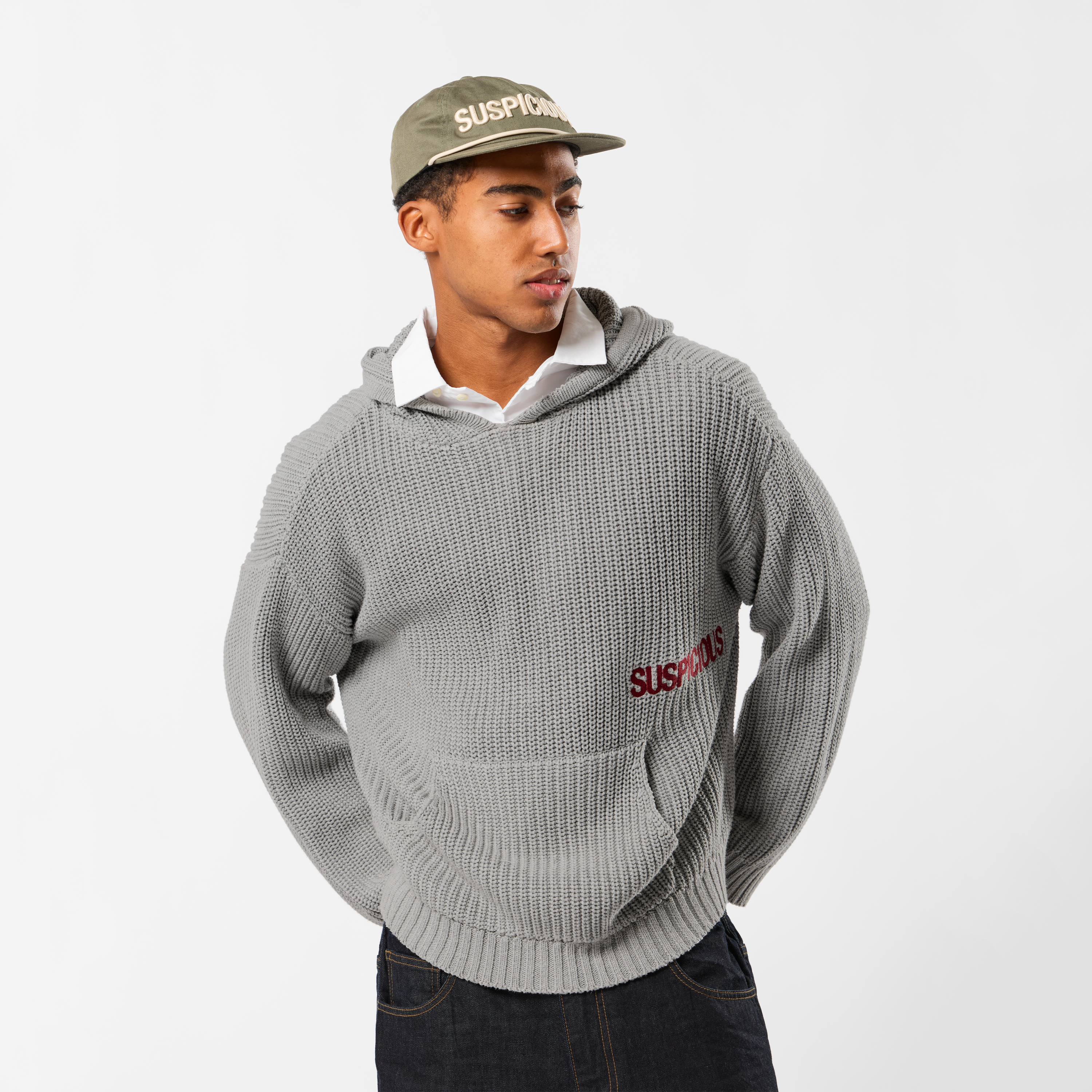 Suspicious Antwerp Fall / Core Knitted Hoodie - Neutral Heather