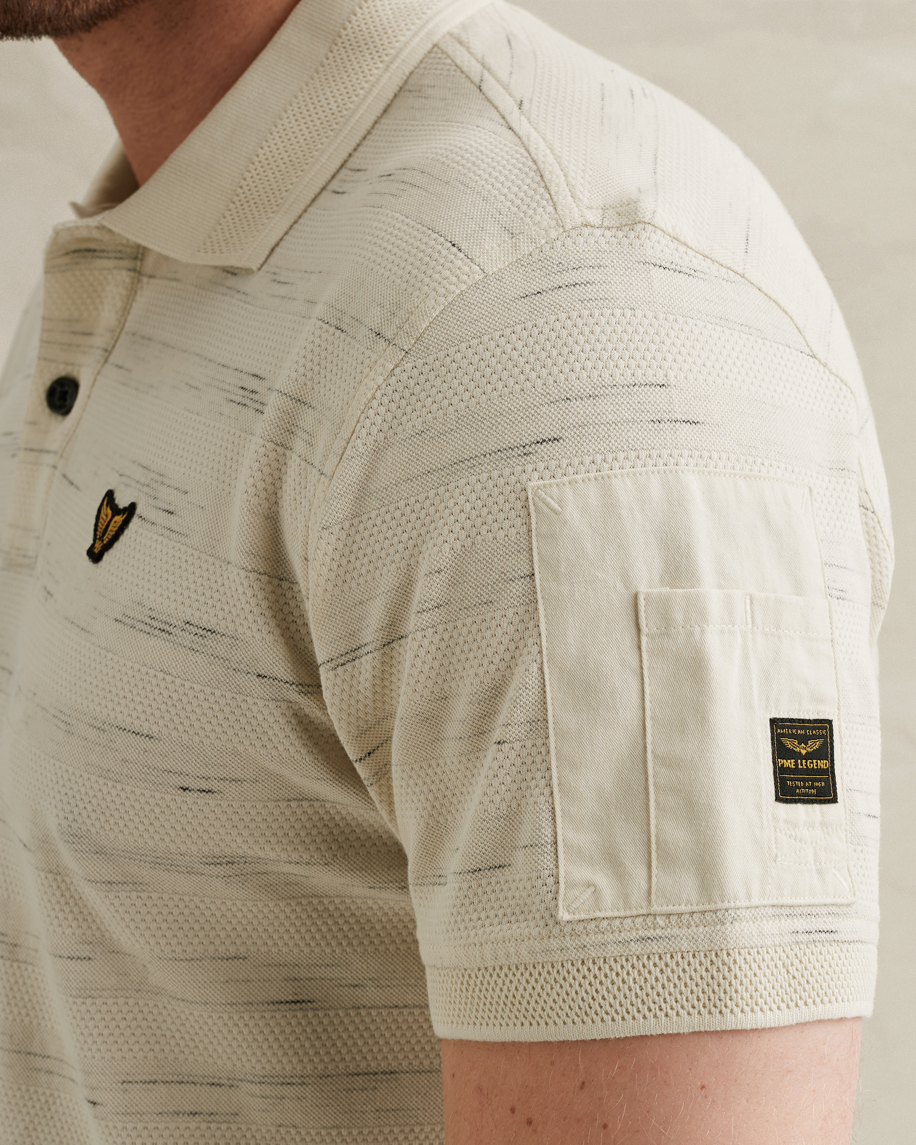 PME Legend Polo shirt with stripe pattern and flight pocketx
