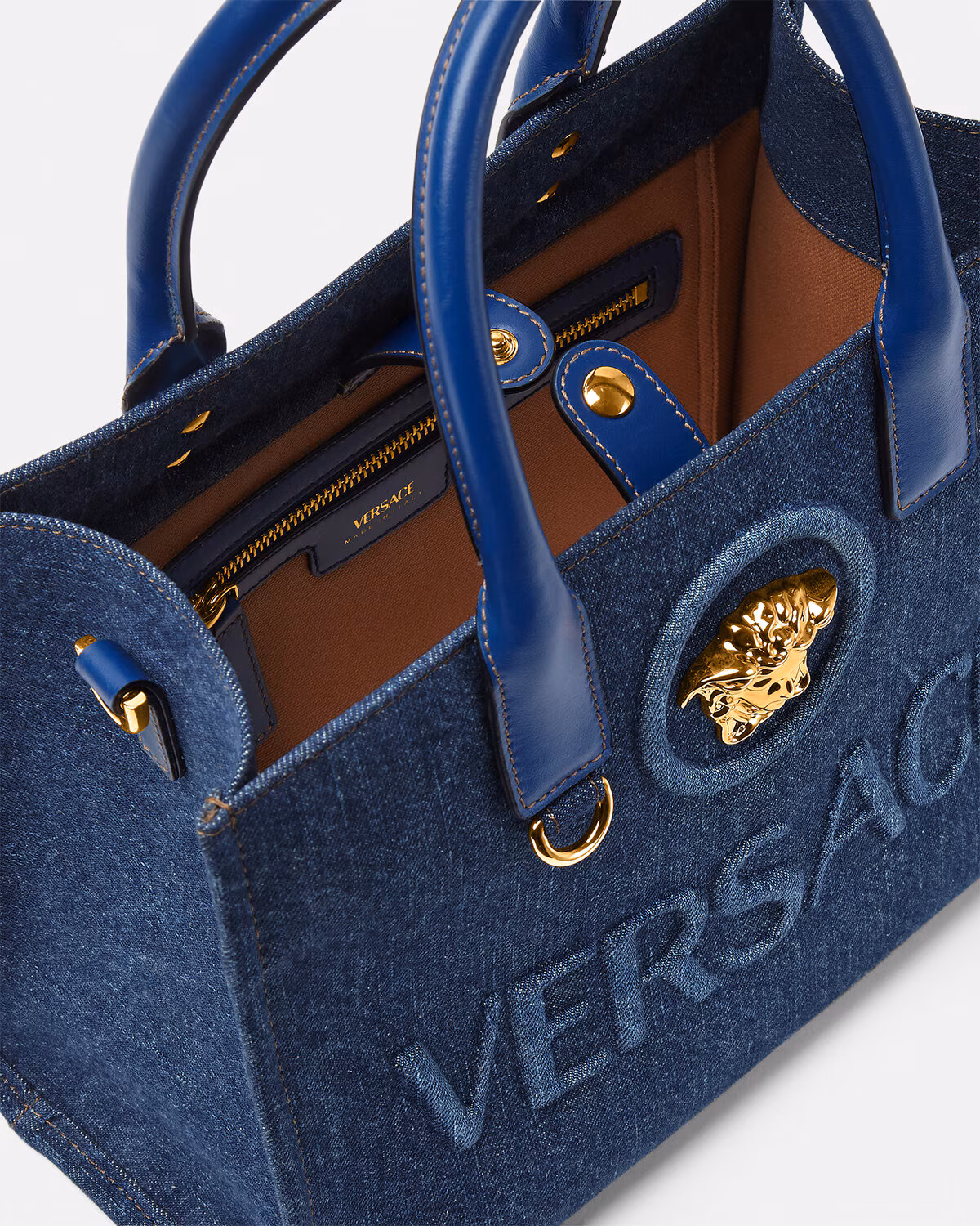Versace La Medusa Denim Small Tote Bag
